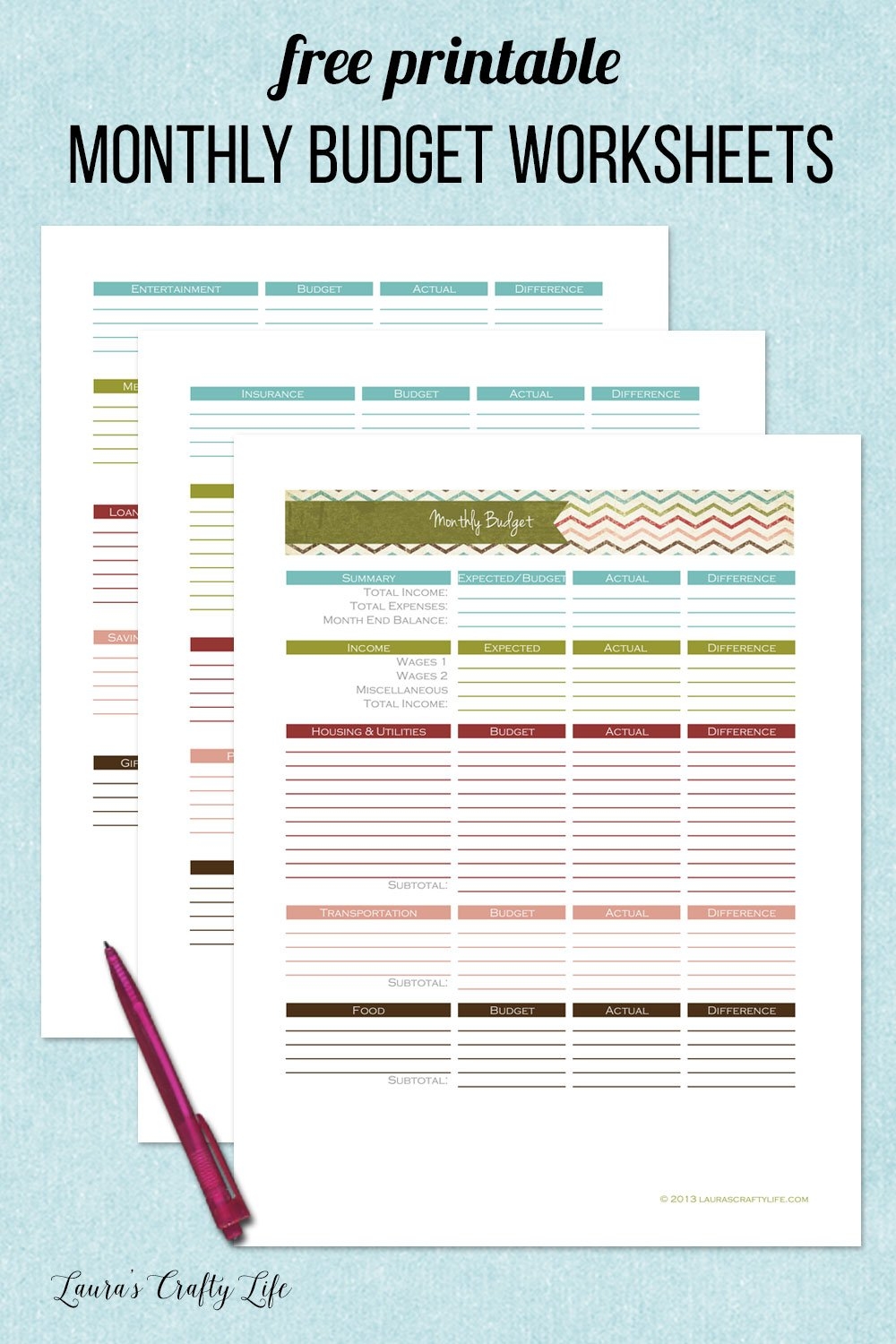 Free Printable Monthly Budget Worksheet Free Printable Monthly Budget Worksheet