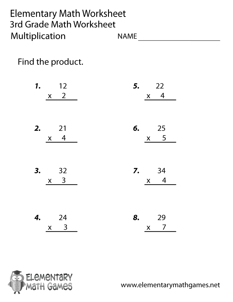 Grade 3 Free Printable Multiplication Worksheets