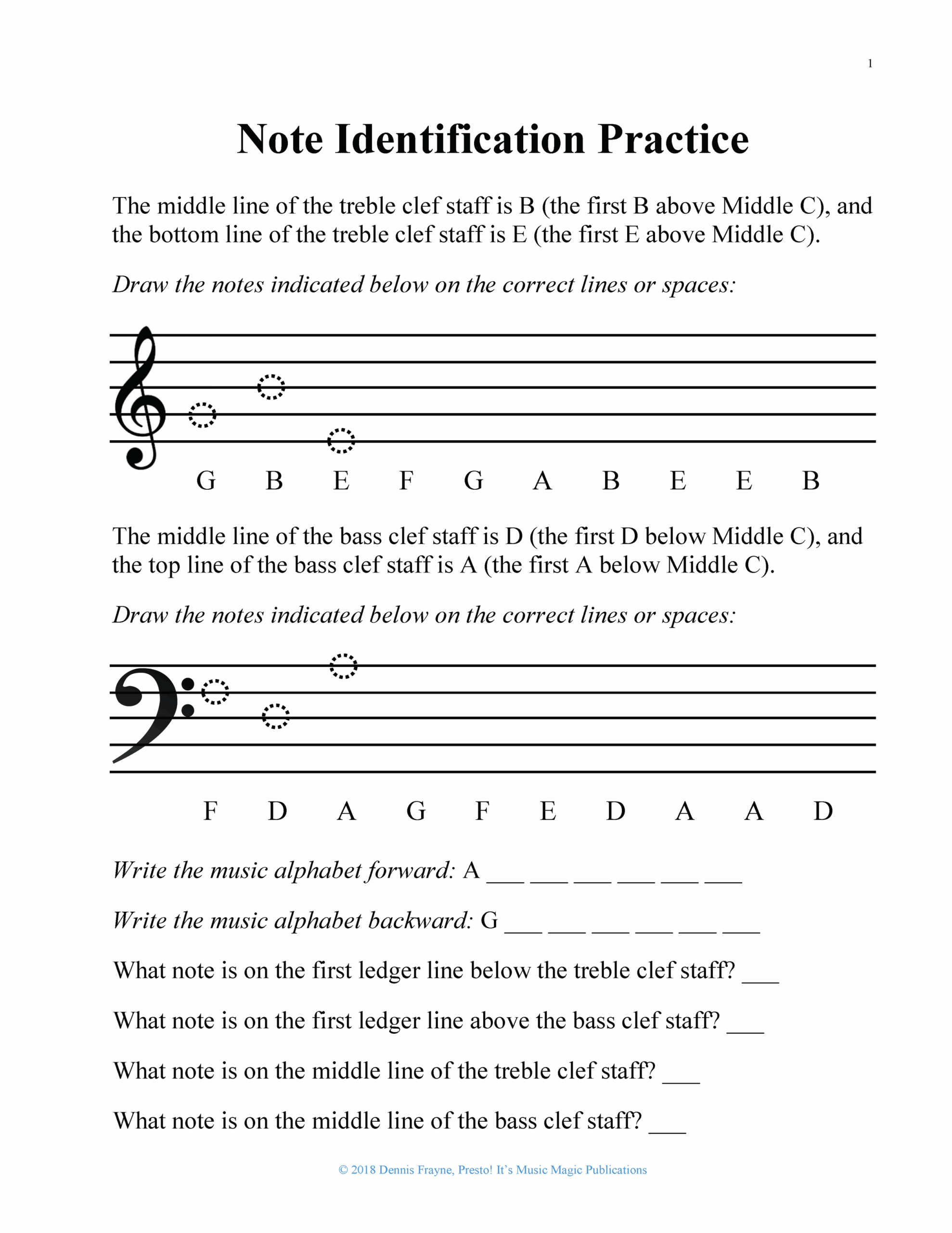 FREE Printable Music Note Naming Worksheets Presto It s Music 
