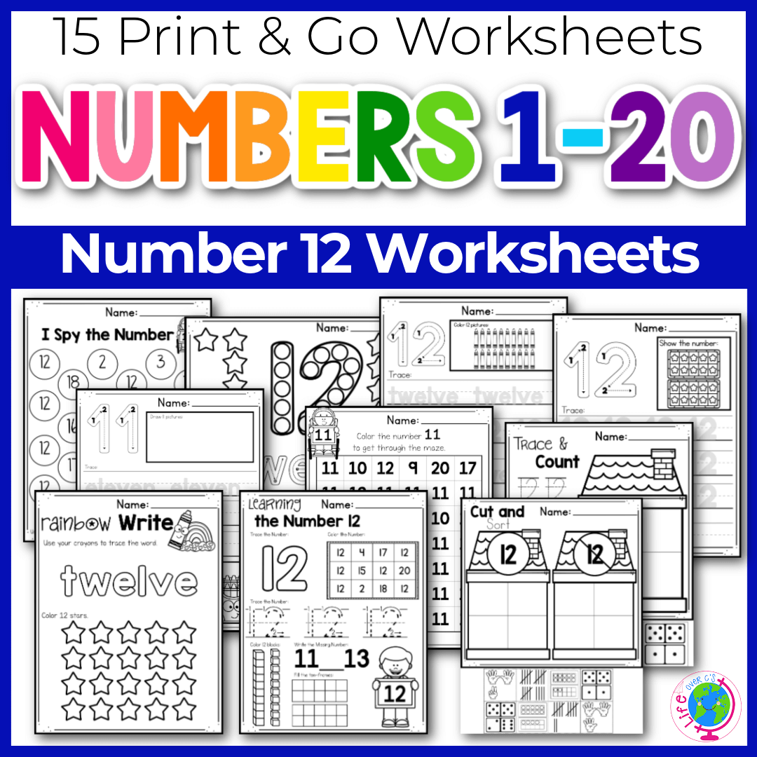 Free Printable Number 12 Worksheet