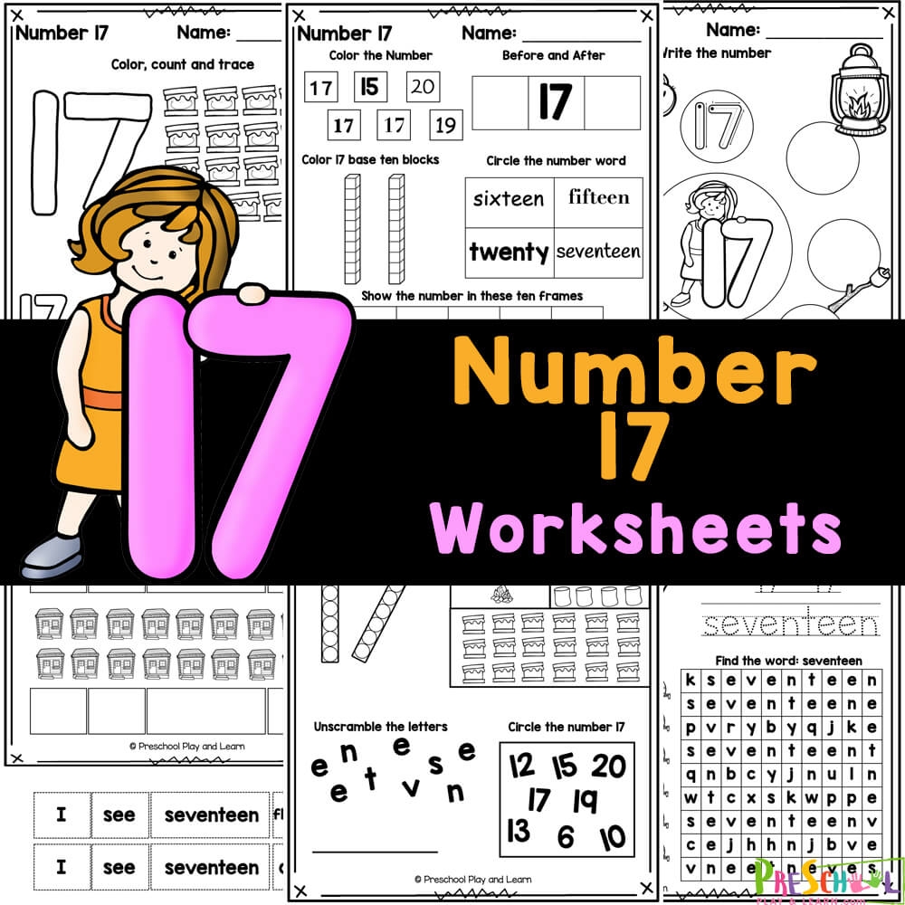 FREE Printable Number 17 Tracing Worksheets