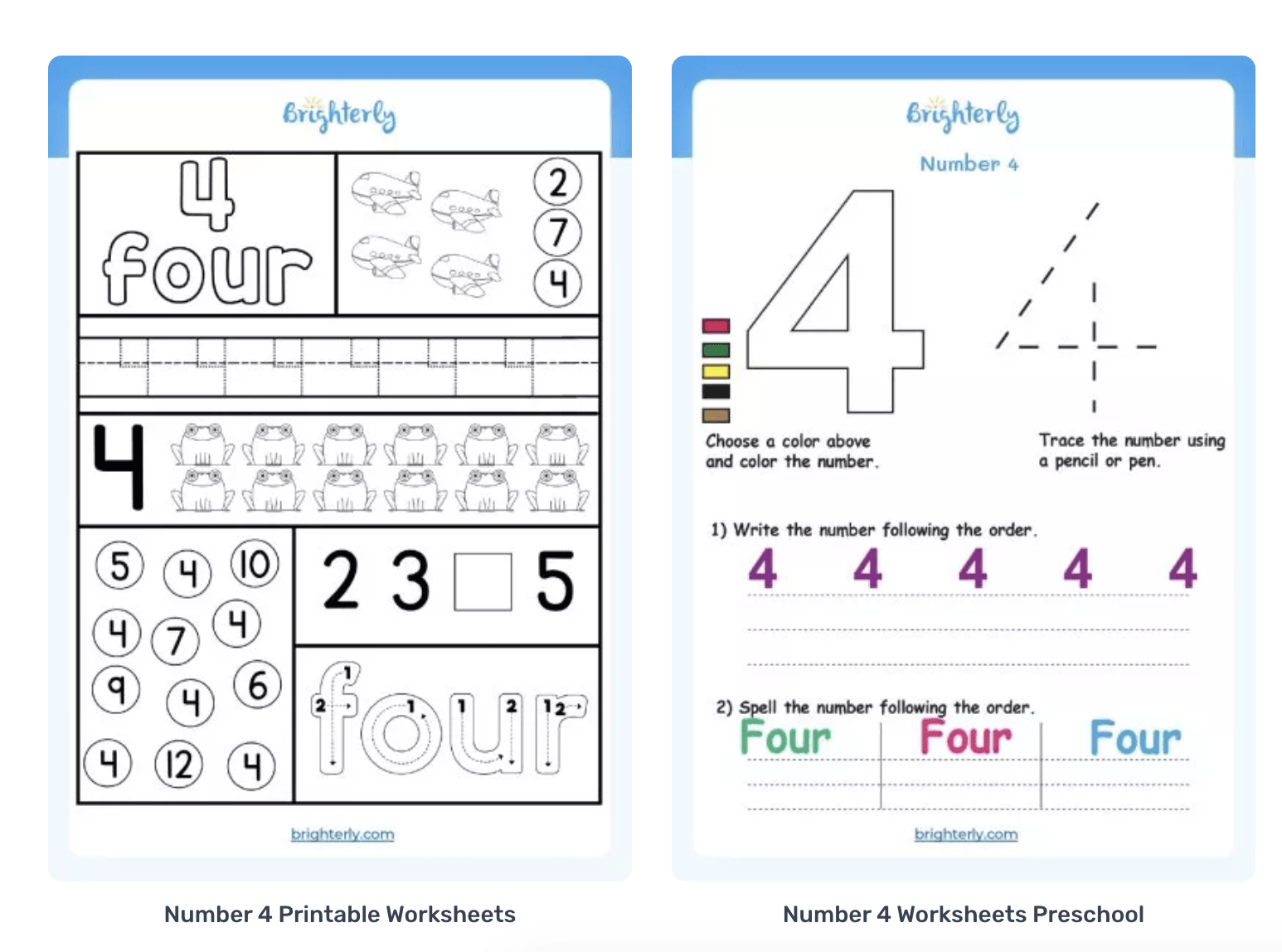 Free Printable Number 4 Four Worksheets For Kids PDFs Brighterly Free Printable Number 4 Four Worksheets For Kids PDFs Brighterly