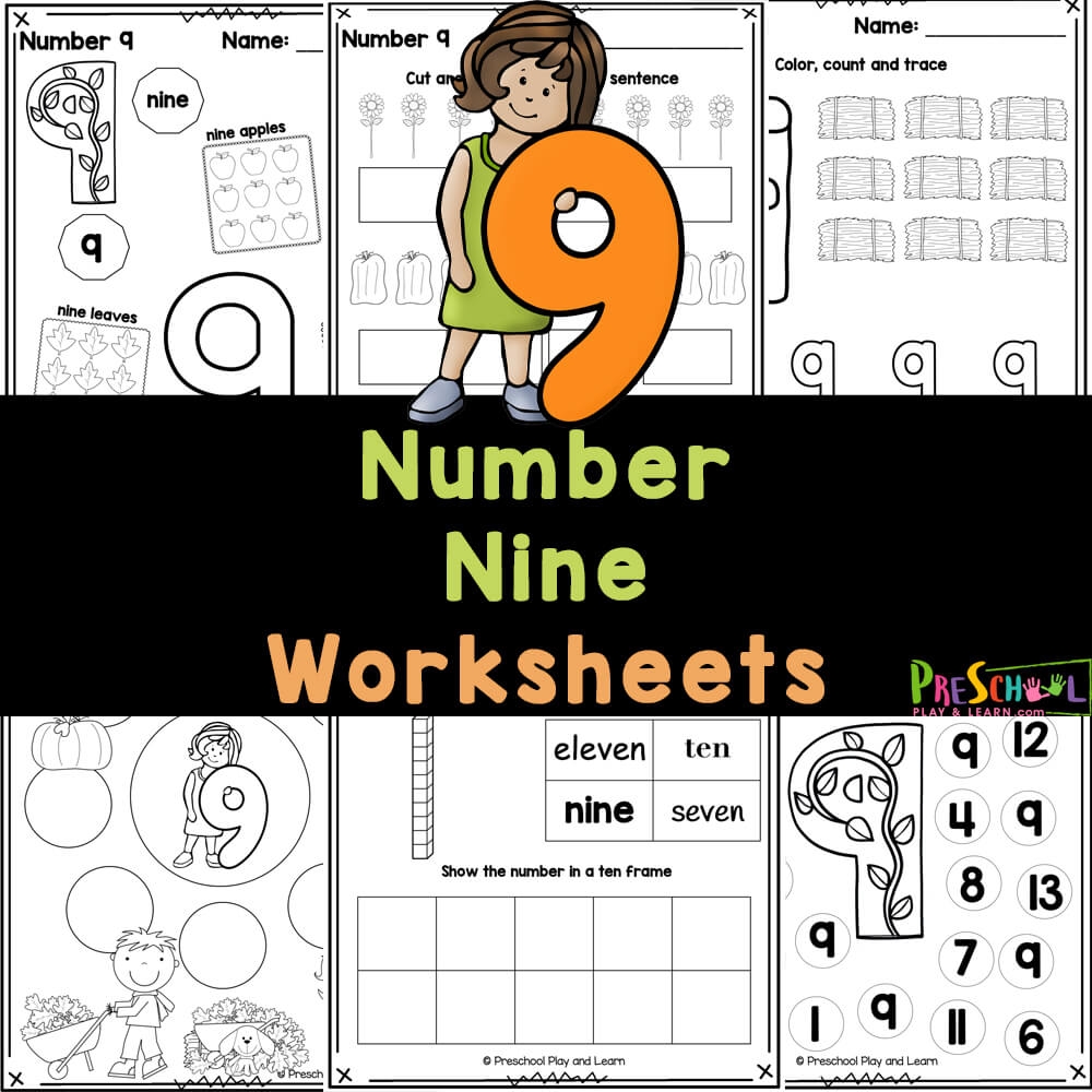 FREE Printable Number 9 Worksheets For Preschool