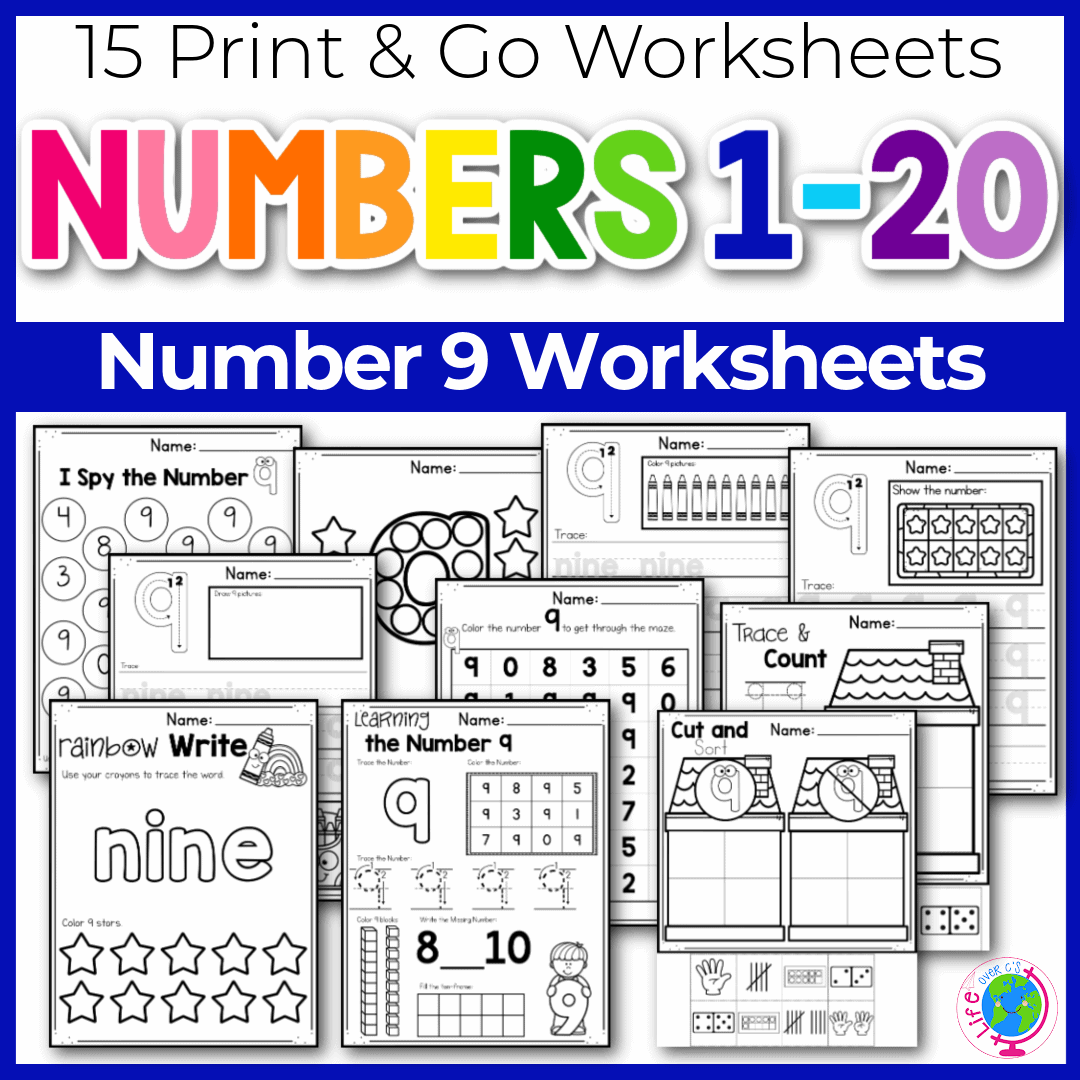 Free Printable Number 9 Worksheets