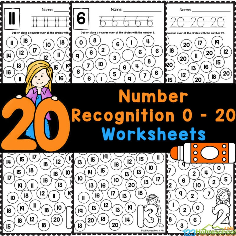 FREE Printable Number Recognition Worksheets Numbers To 20