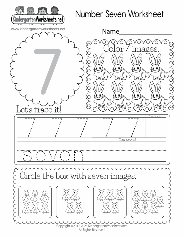 Free Printable Number Seven Worksheet