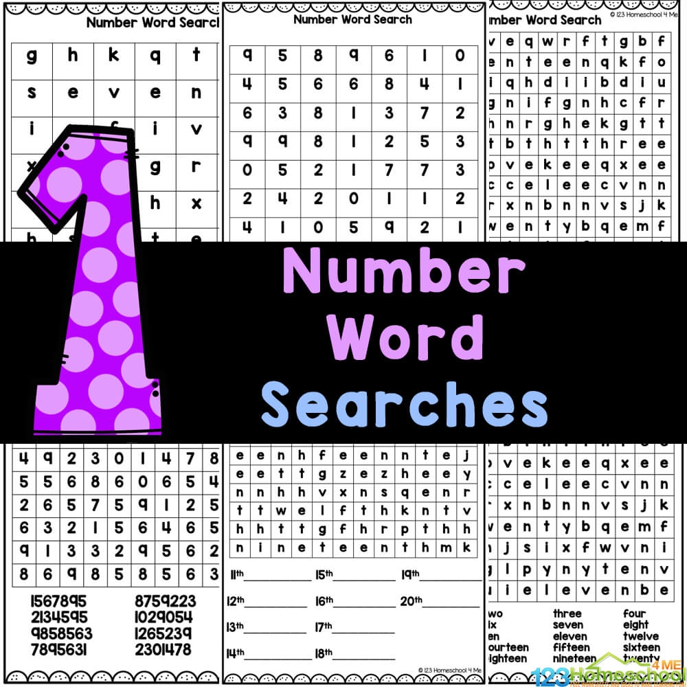 FREE Printable Number Word Searches Worksheets FREE Printable Number Word Searches Worksheets