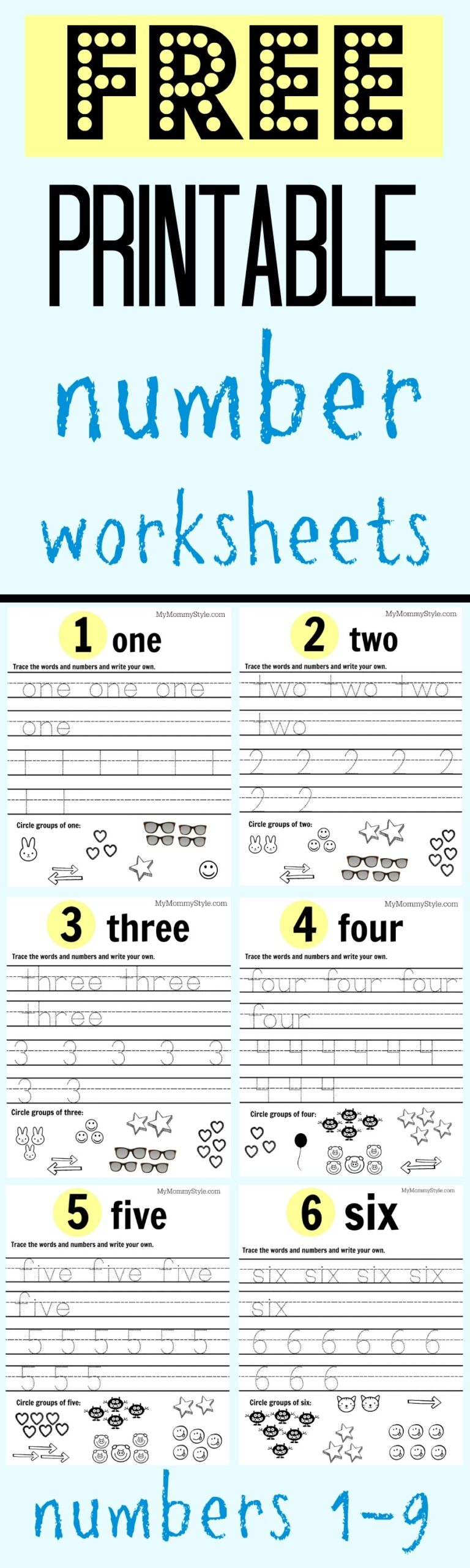 Free Printable Number Worksheets 1 9 My Mommy Style Free Printable Number Worksheets 1 9 My Mommy Style