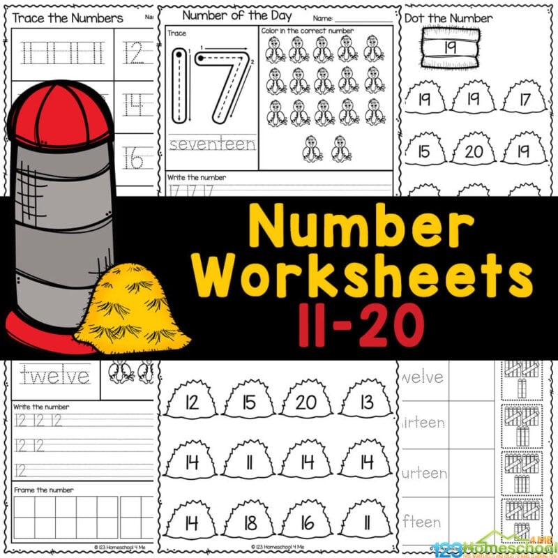 FREE Printable Number Worksheets 11 20 For Kindergarten