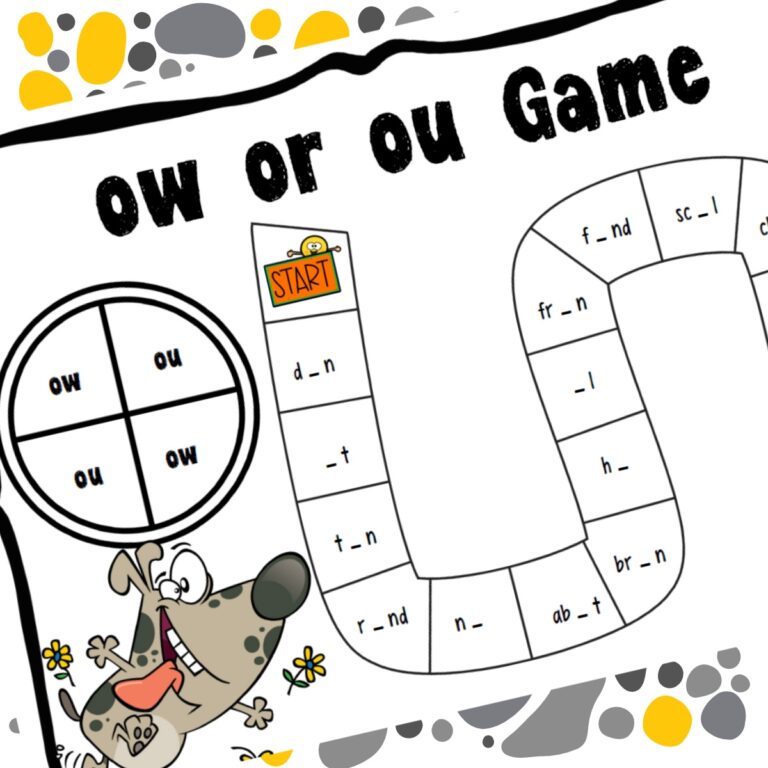 FREE Printable Phonics Ou And Ow Words Game