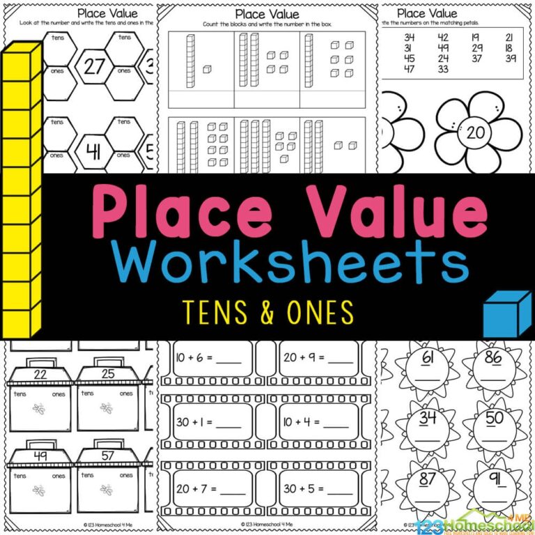  Free Printable Place Value Tens And Ones Worksheets For Kindergarten Math