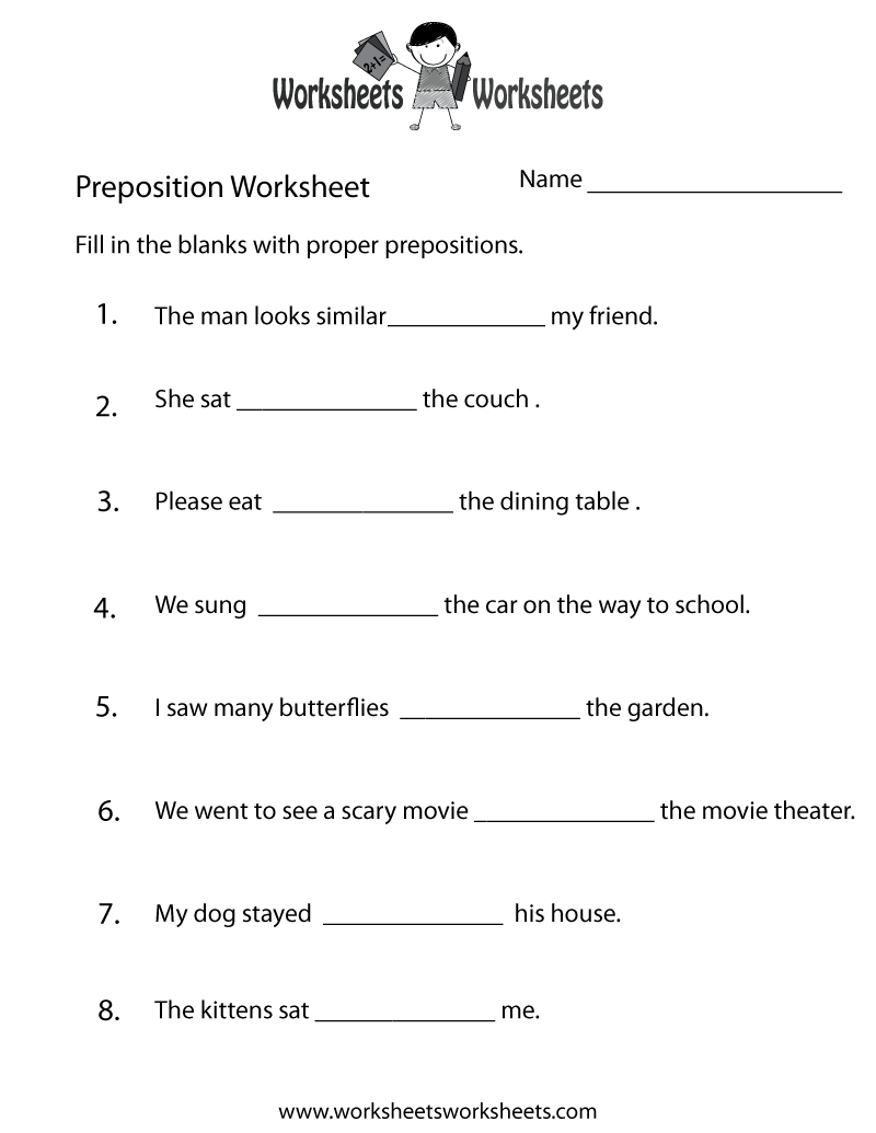 Free Printable Preposition Practice Worksheet Worksheets Library