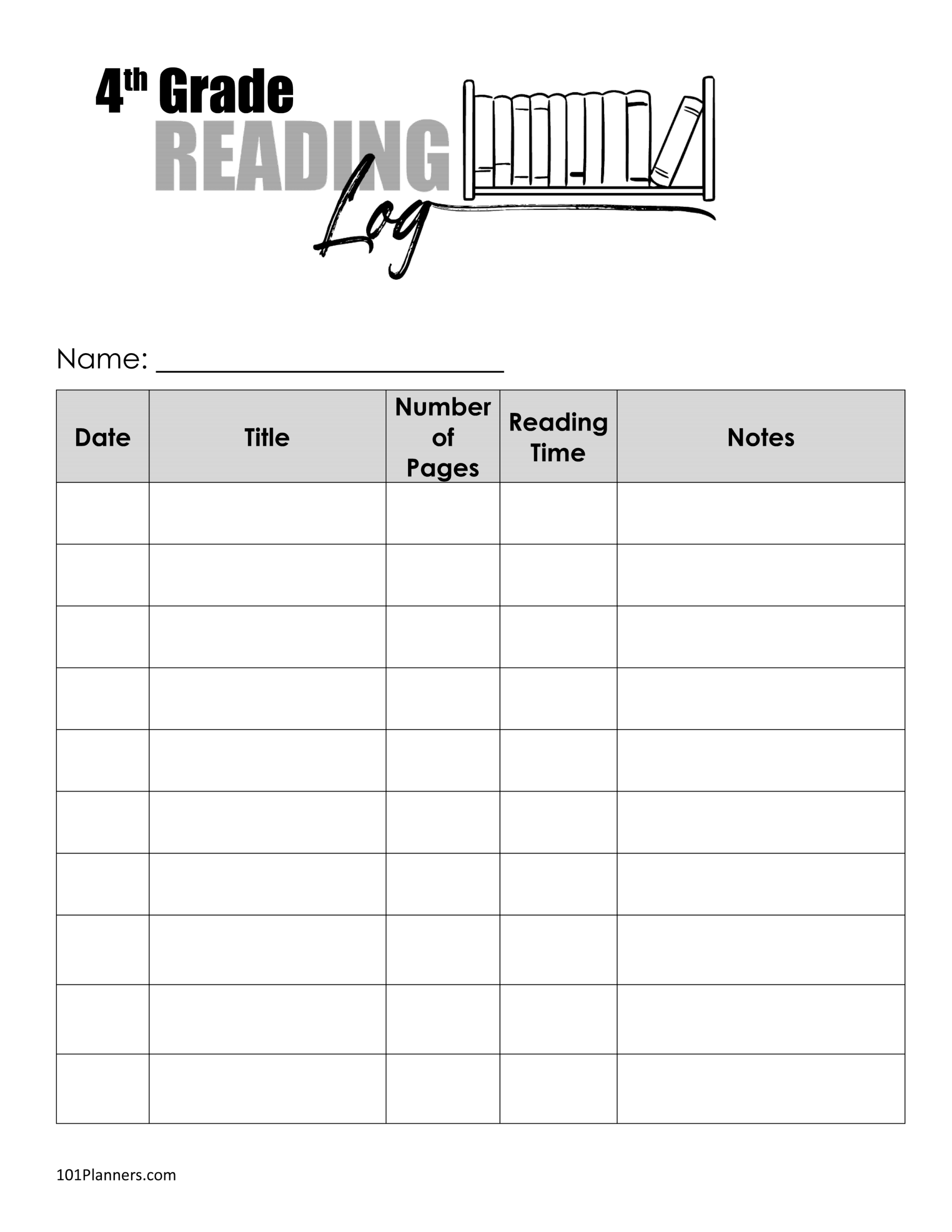 Free Printable Reading Log Template Bullet Journal U0026 Traditional