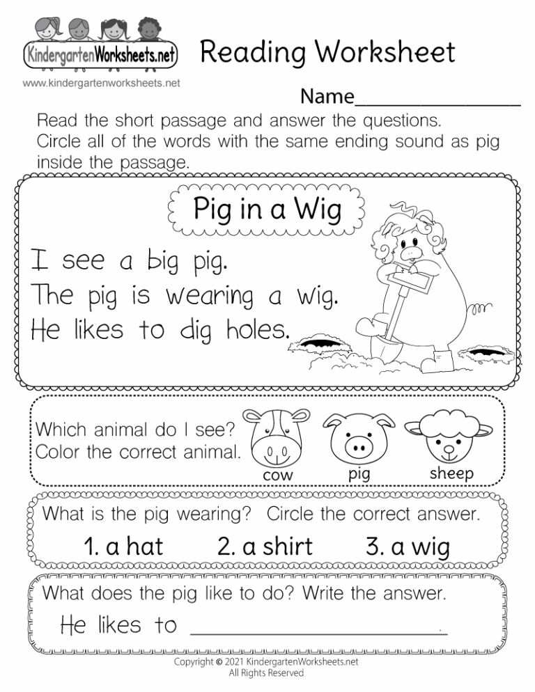 Free Printable Reading Worksheet Worksheets Library