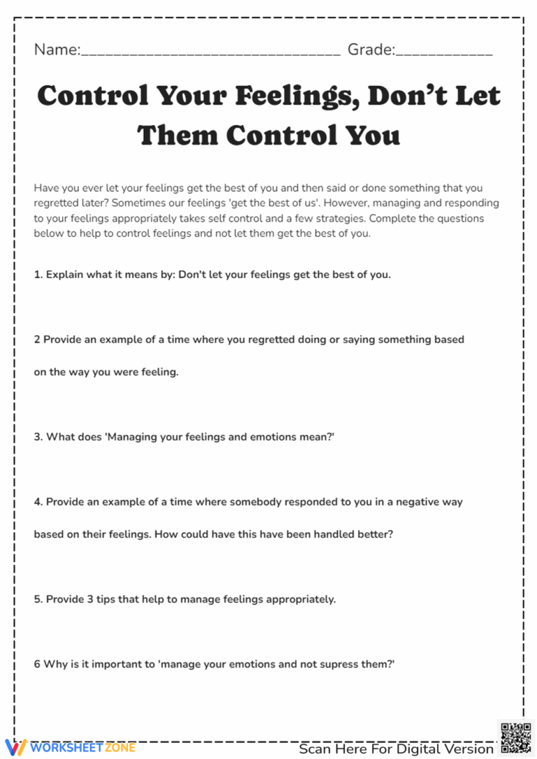 Free Printable Self Control Worksheets For All Ages Worksheets Library