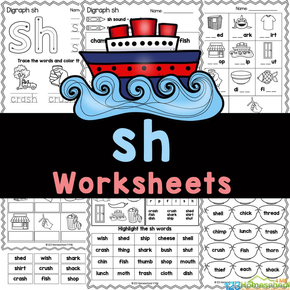 FREE Printable SH Sound Words Digraph Worksheets