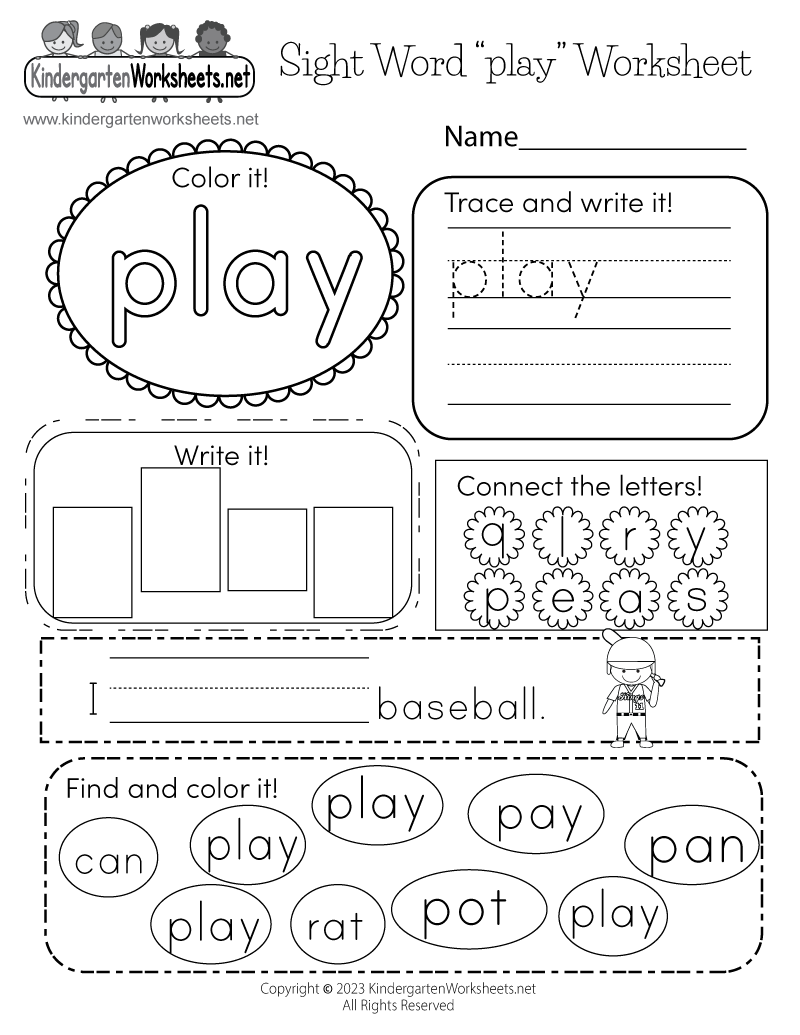 Free Printable Worksheets Kindergarten Sight Words