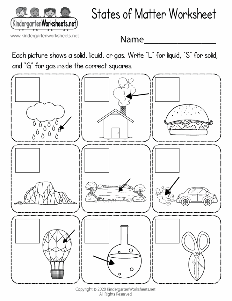 Free Printable States Of Matter Worksheet
