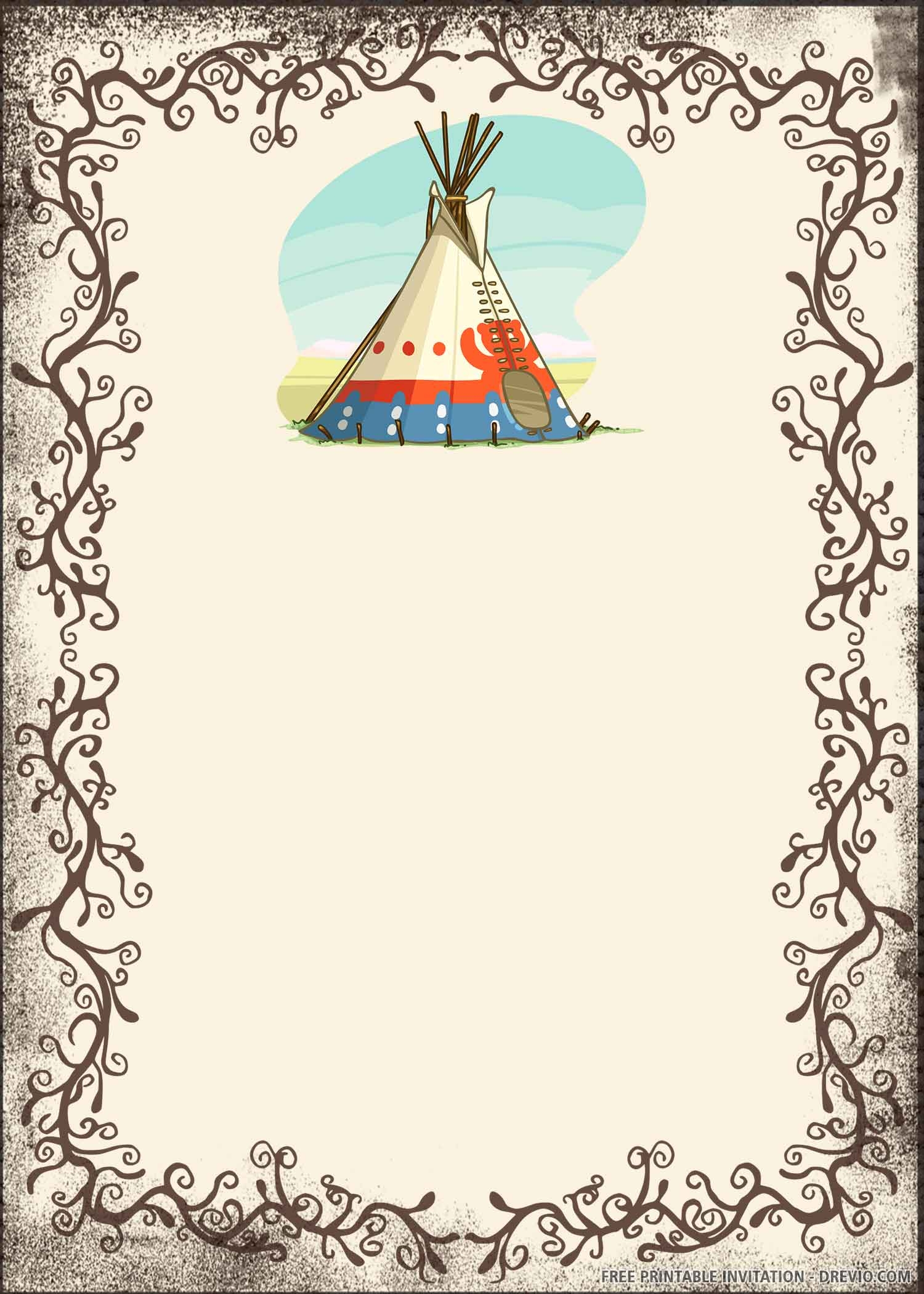 FREE PRINTABLE Teepee Birthday Invitation Template