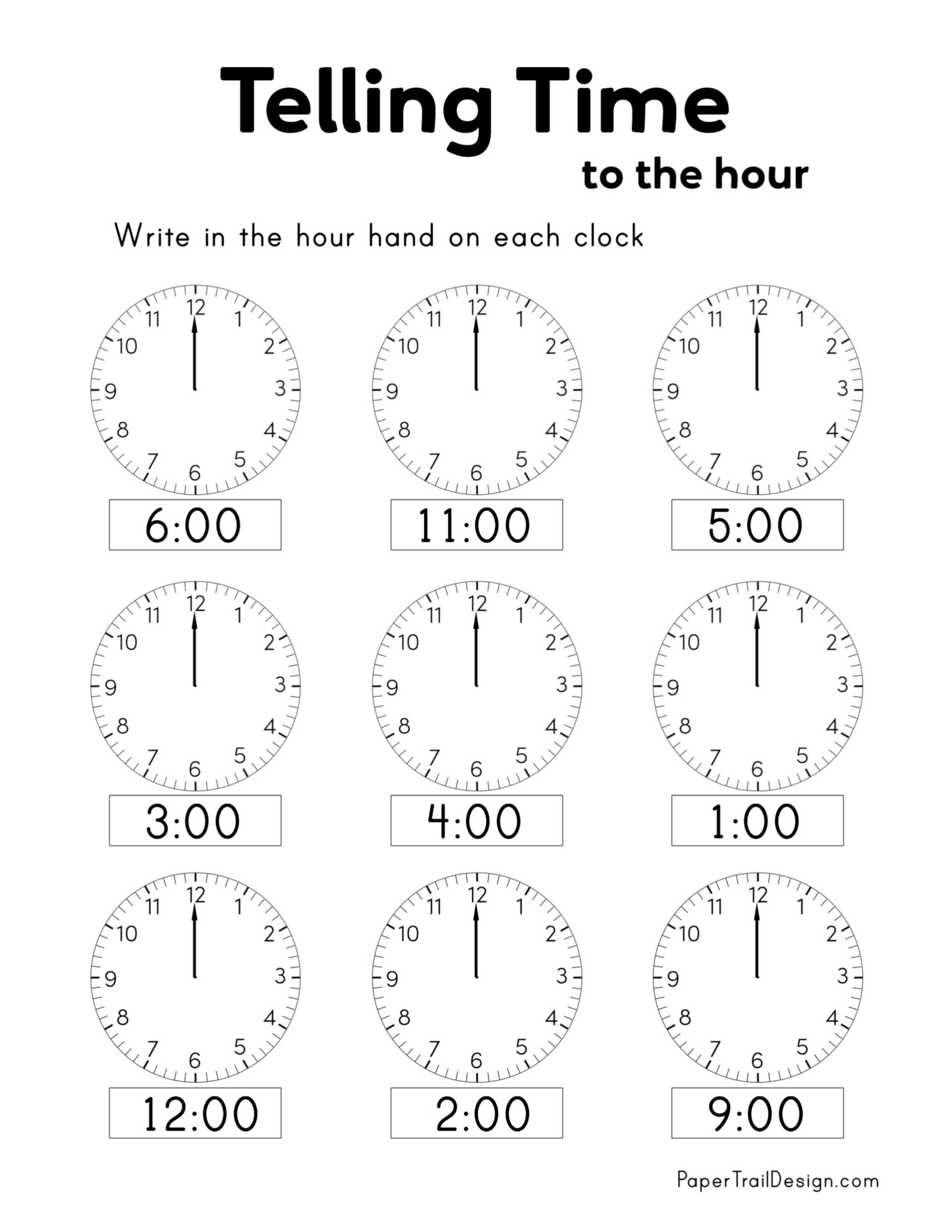Free Printable Telling Time Worksheets Paper Trail Design Free Printable Telling Time Worksheets Paper Trail Design