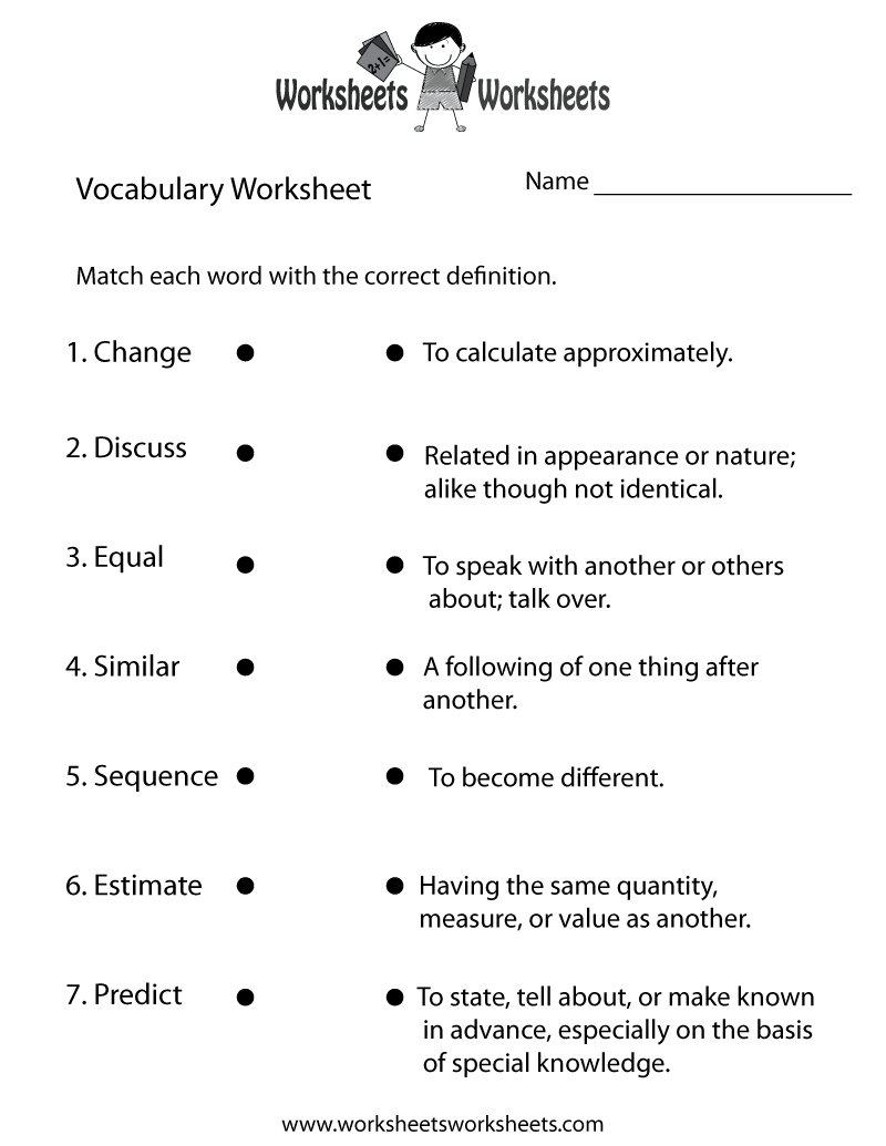 Free Printable Vocabulary Building Worksheet Worksheets Library