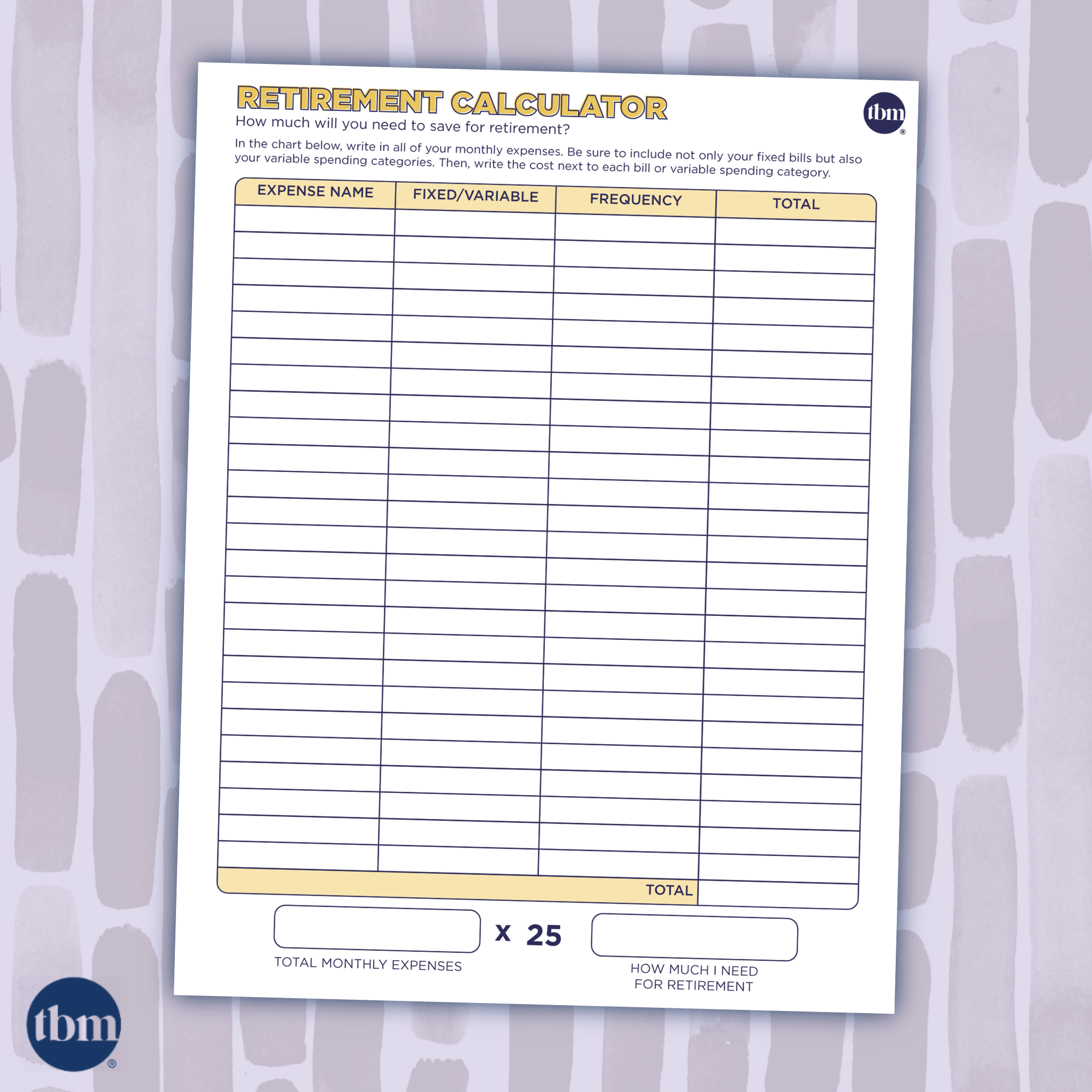 Free Printable Retirement Budget Worksheet