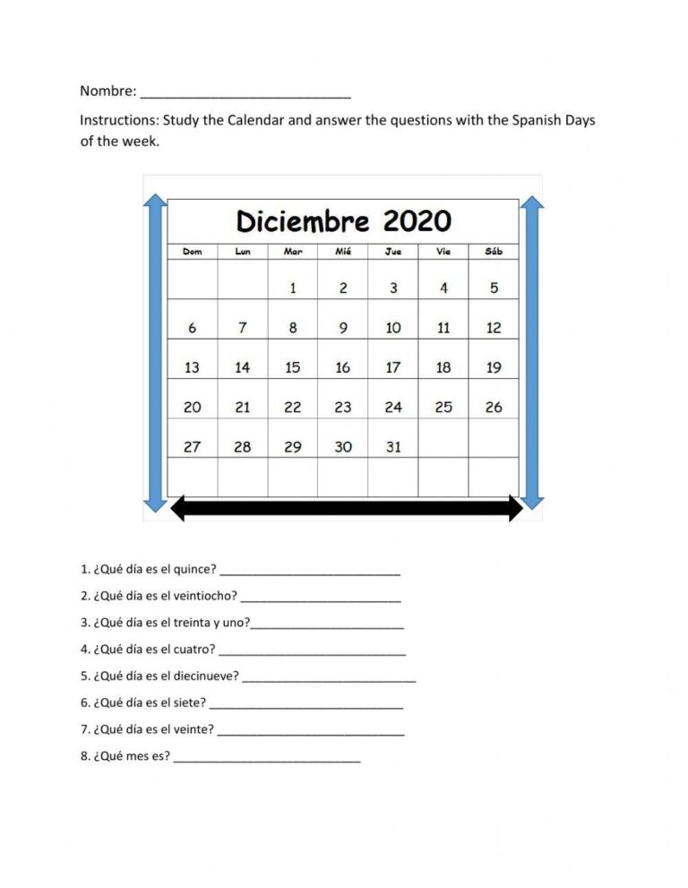 Free Spanish Calendar Worksheet Download Free Spanish Calendar 