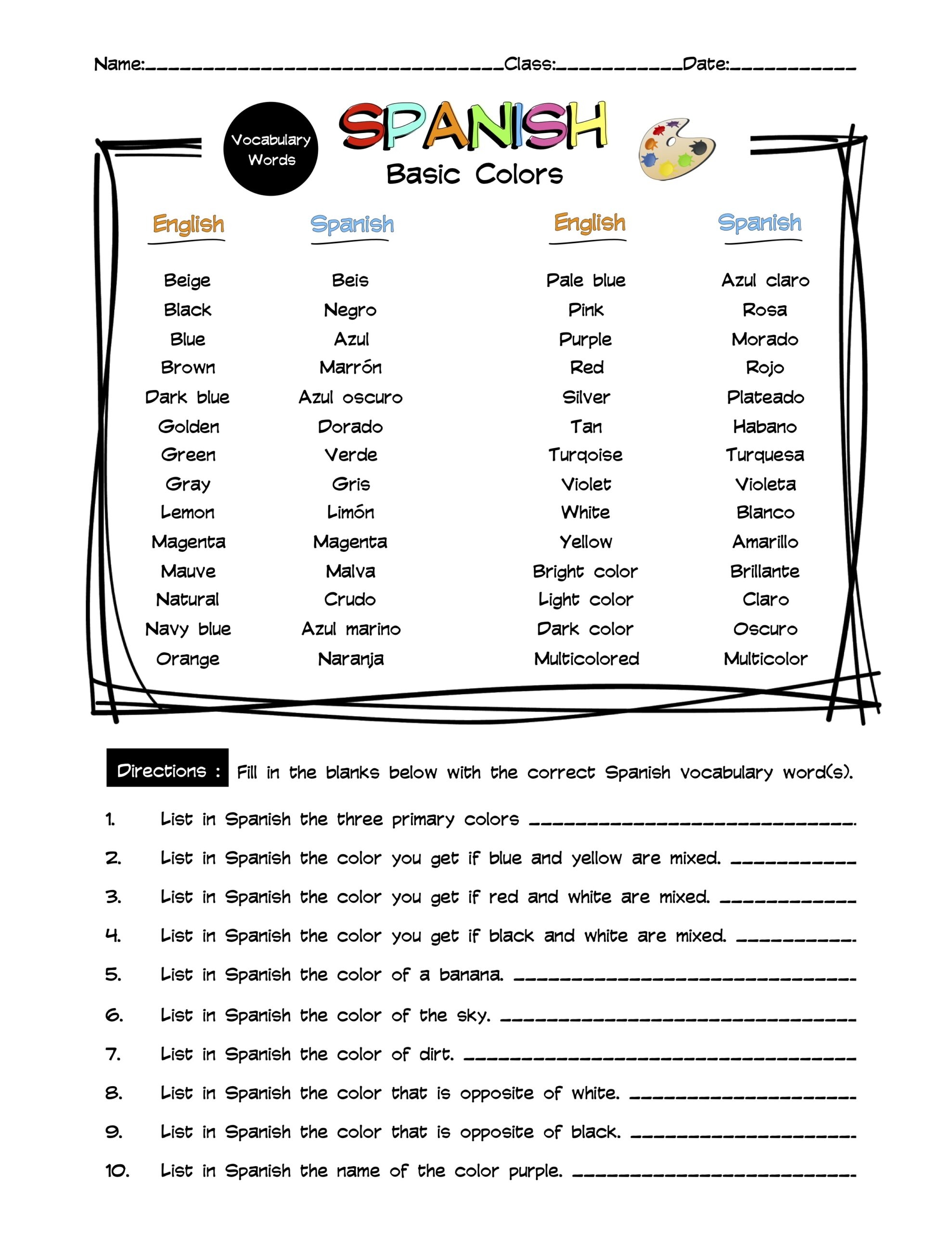Free Spanish Worksheet With Answers Download Free Spanish Worksheet With Answers Png Images Free Worksheets On Clipart Library