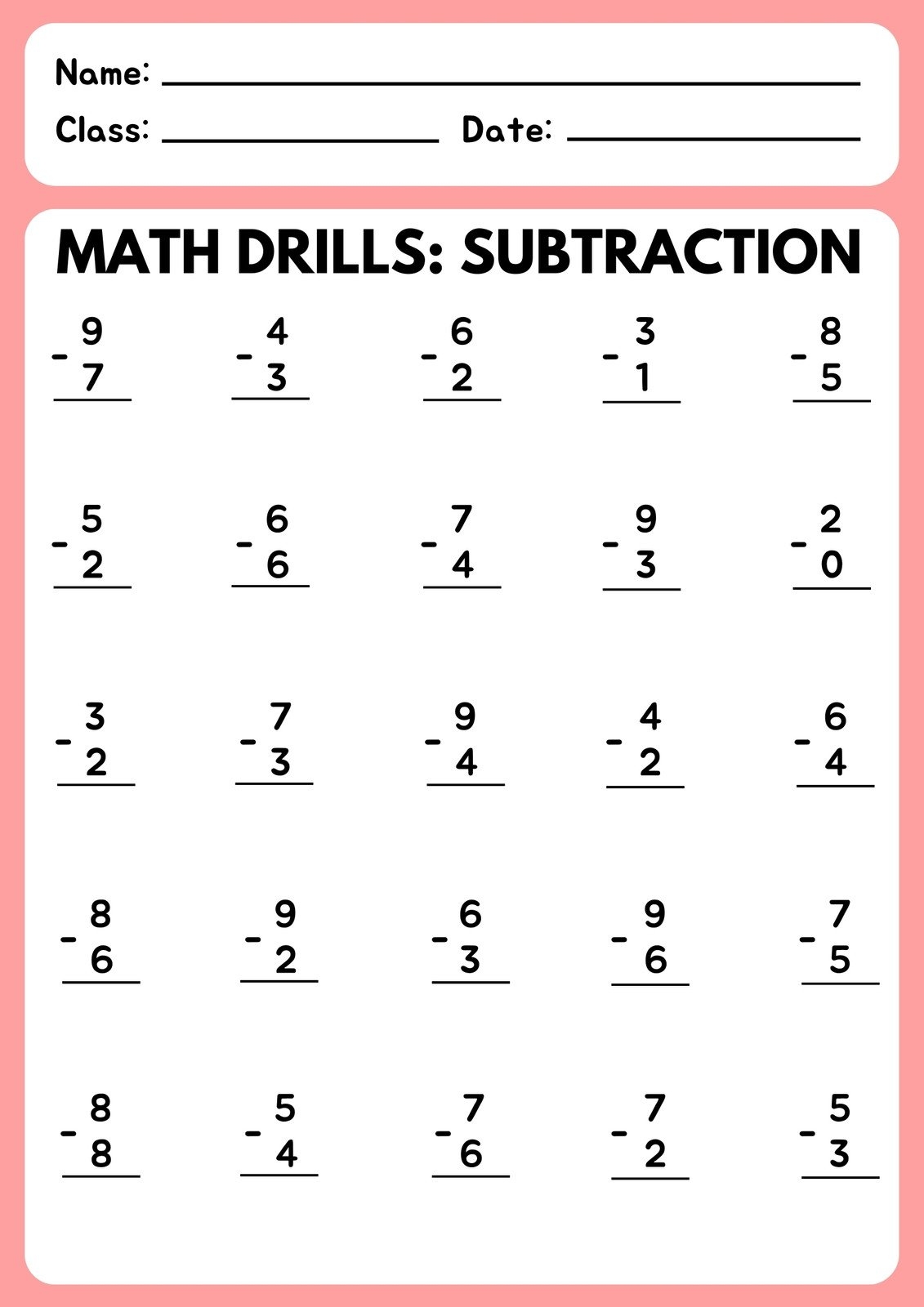 Subtraction Worksheets Printable Free 2nd Grade