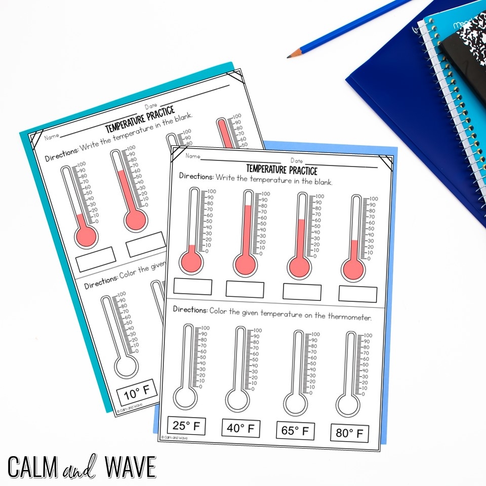 Free Temperature Reading To 10 Degrees Printable Worksheet Calm U0026 Wave
