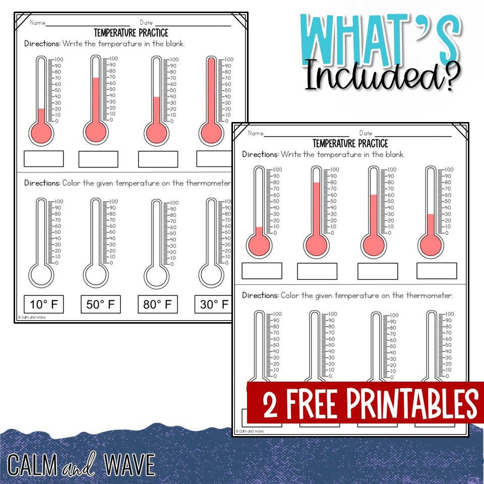 Free Temperature Reading To 10 Degrees Printable Worksheet Calm U0026 Wave