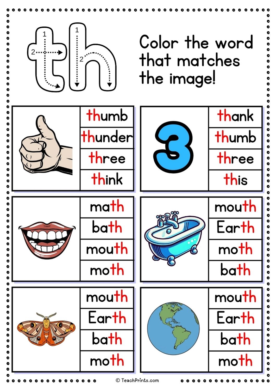 Free Th Worksheets Teach Prints Free Th Worksheets Teach Prints