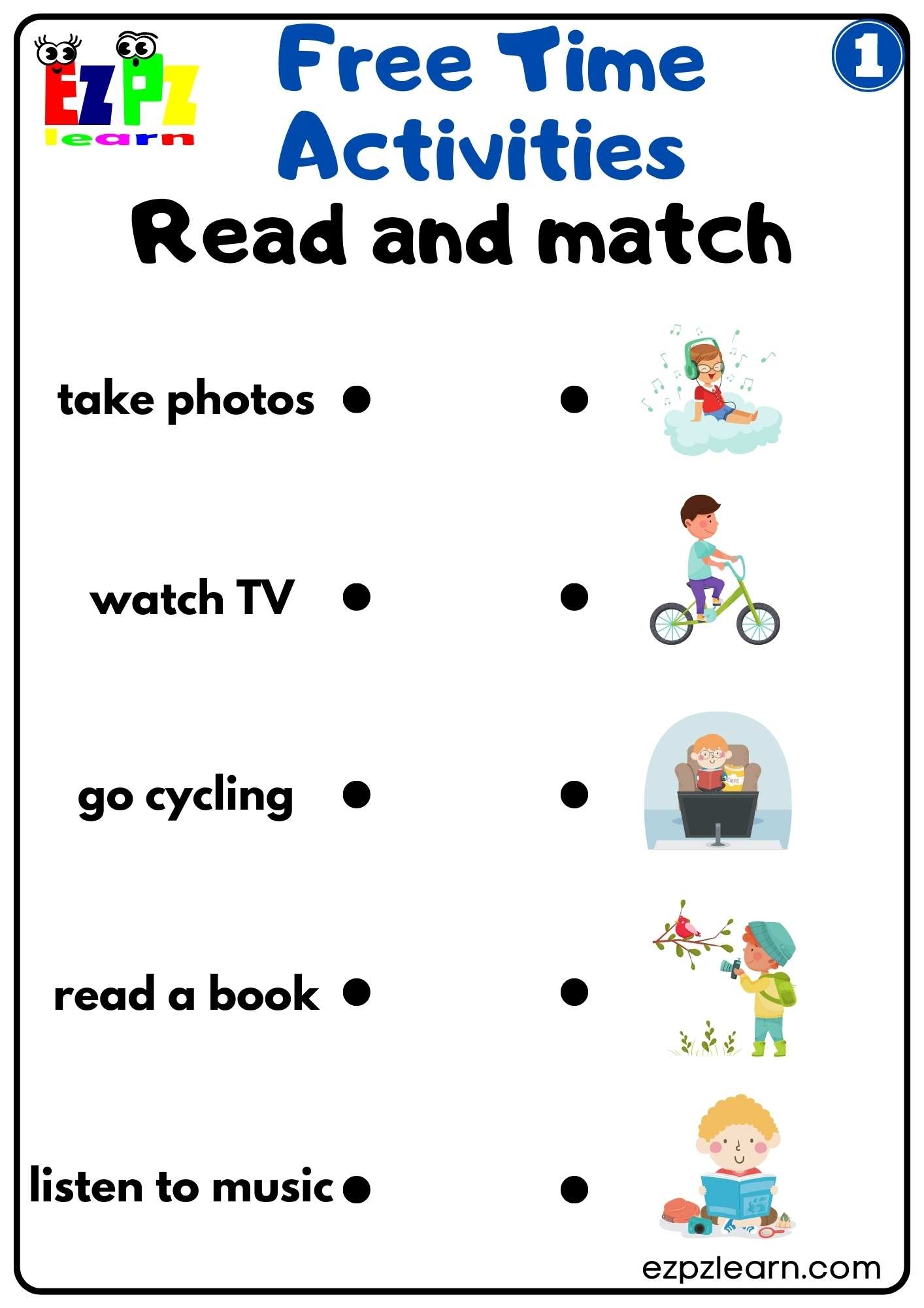Free Time Activities Easy Read And Match Worksheet Activity For Children And ESL Students Free PDF Download Group 1 Ezpzlearn Free Time Activities Easy Read And Match Worksheet Activity For Children And ESL Students Free PDF Download Group 1 Ezpzlearn