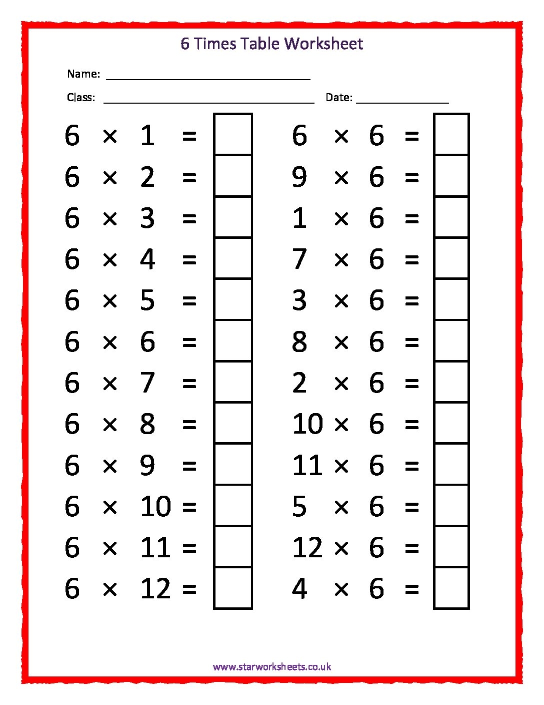 Free Times Table Worksheet 2 To 6 Free4Classrooms Worksheets Library Free Times Table Worksheet 2 To 6 Free4Classrooms Worksheets Library