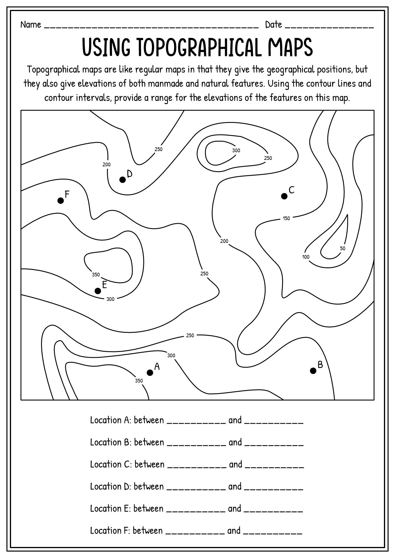 Free Topographic Maps Worksheet Download Free Topographic Maps