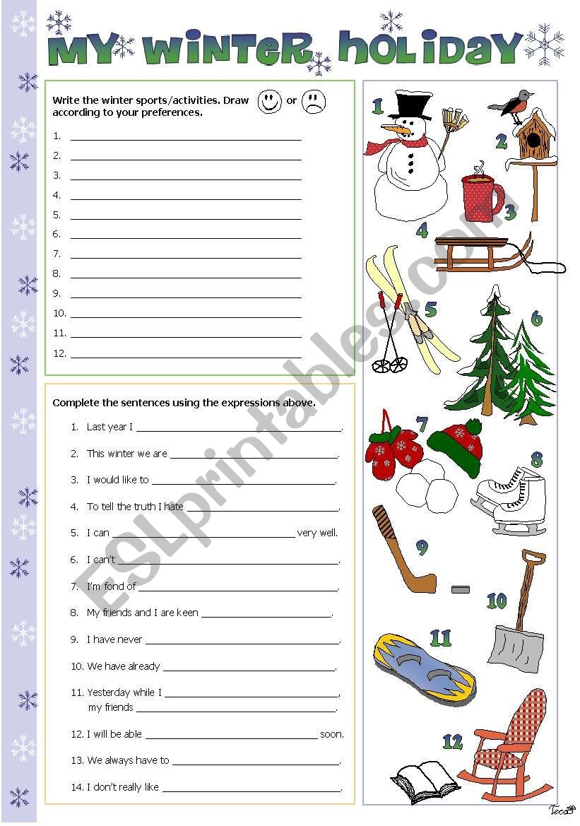 Free Winter Holiday Worksheet Download Free Winter Holiday Worksheet Png Images Free Worksheets On Clipart Library