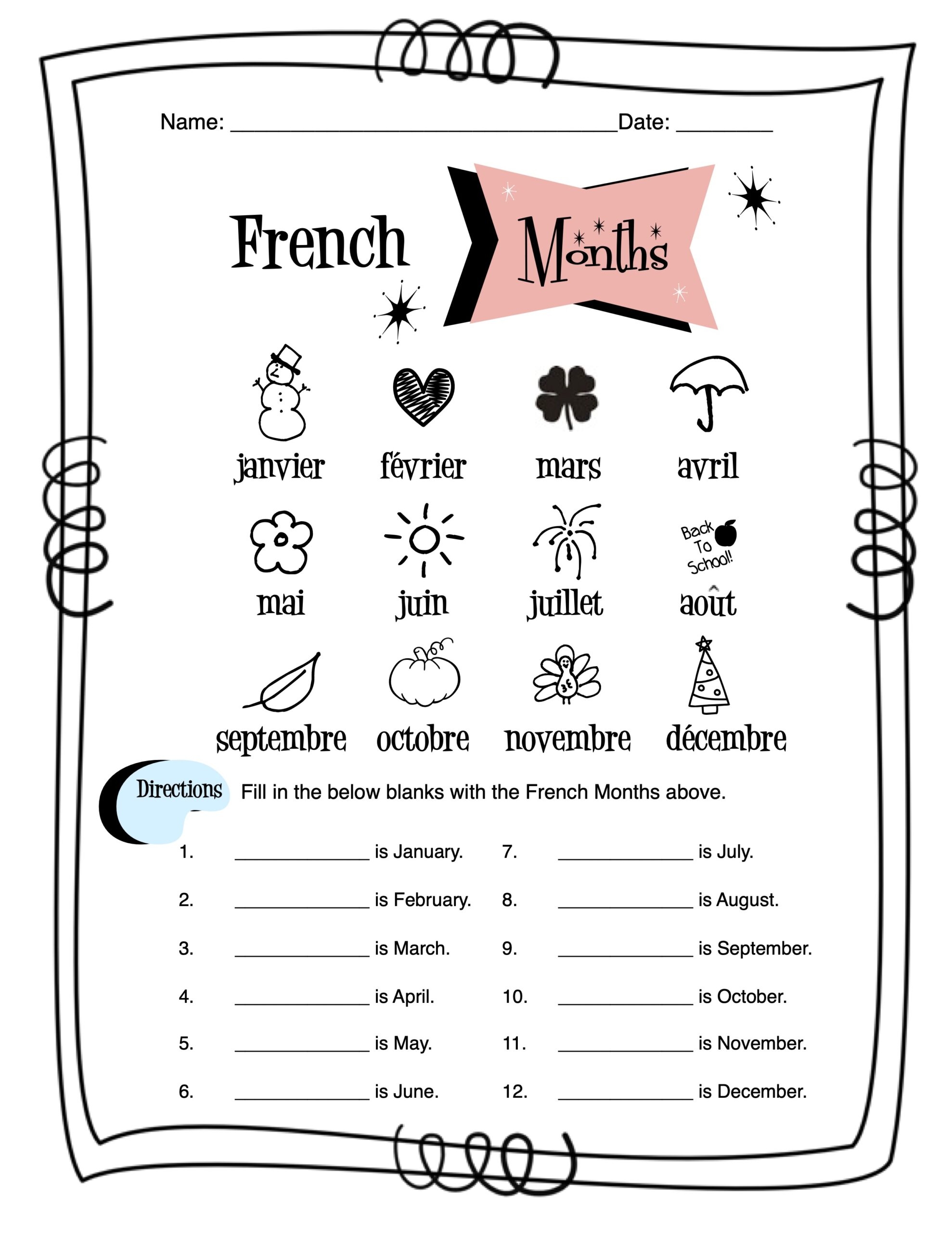French Worksheets For Beginners Printable Free French Worksheets For Beginners Printable Free