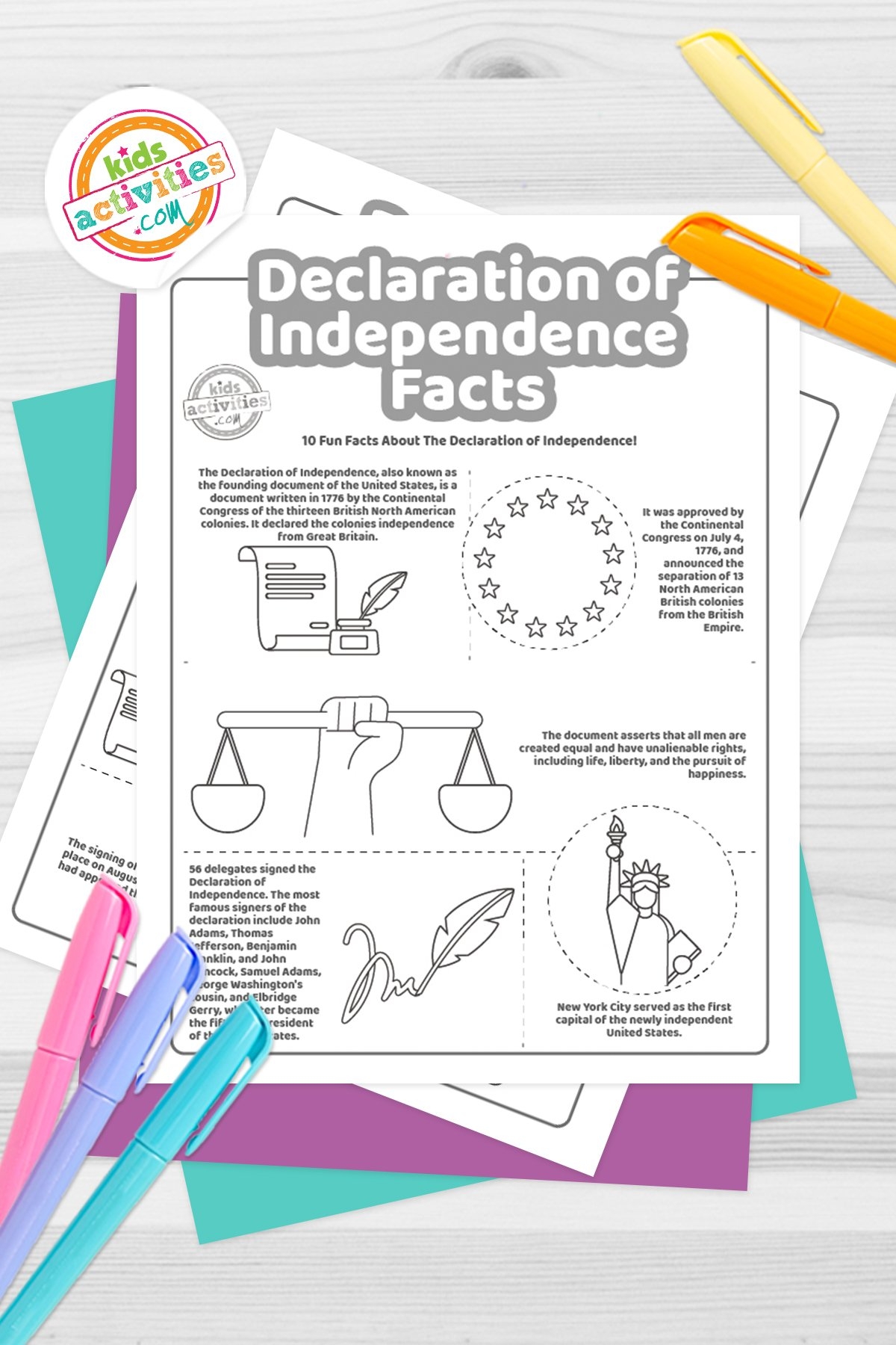Fun Declaration Of Independence Facts Coloring Pages Kids Activities Blog