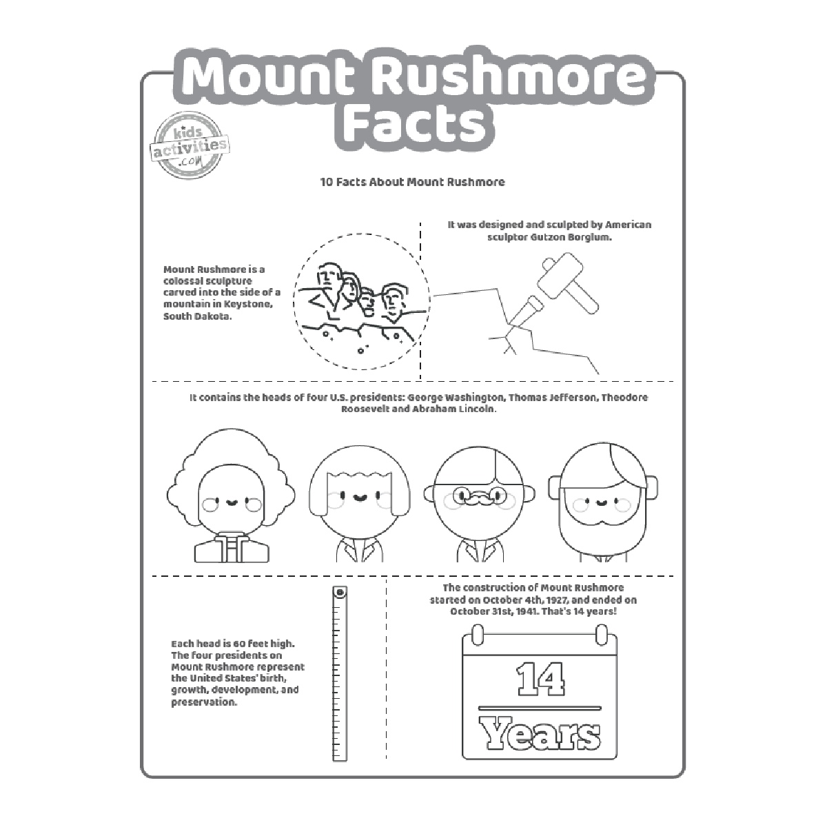 Fun Mount Rushmore Facts For Kids To Print And Learn Kids