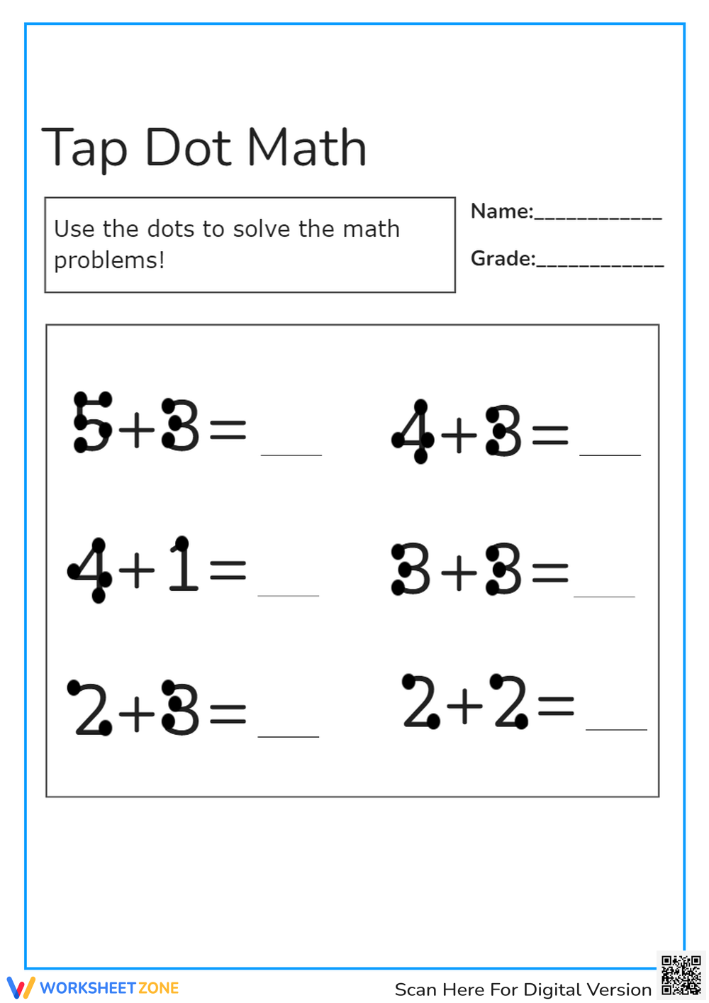 Free Printable Touch Math Addition Worksheets