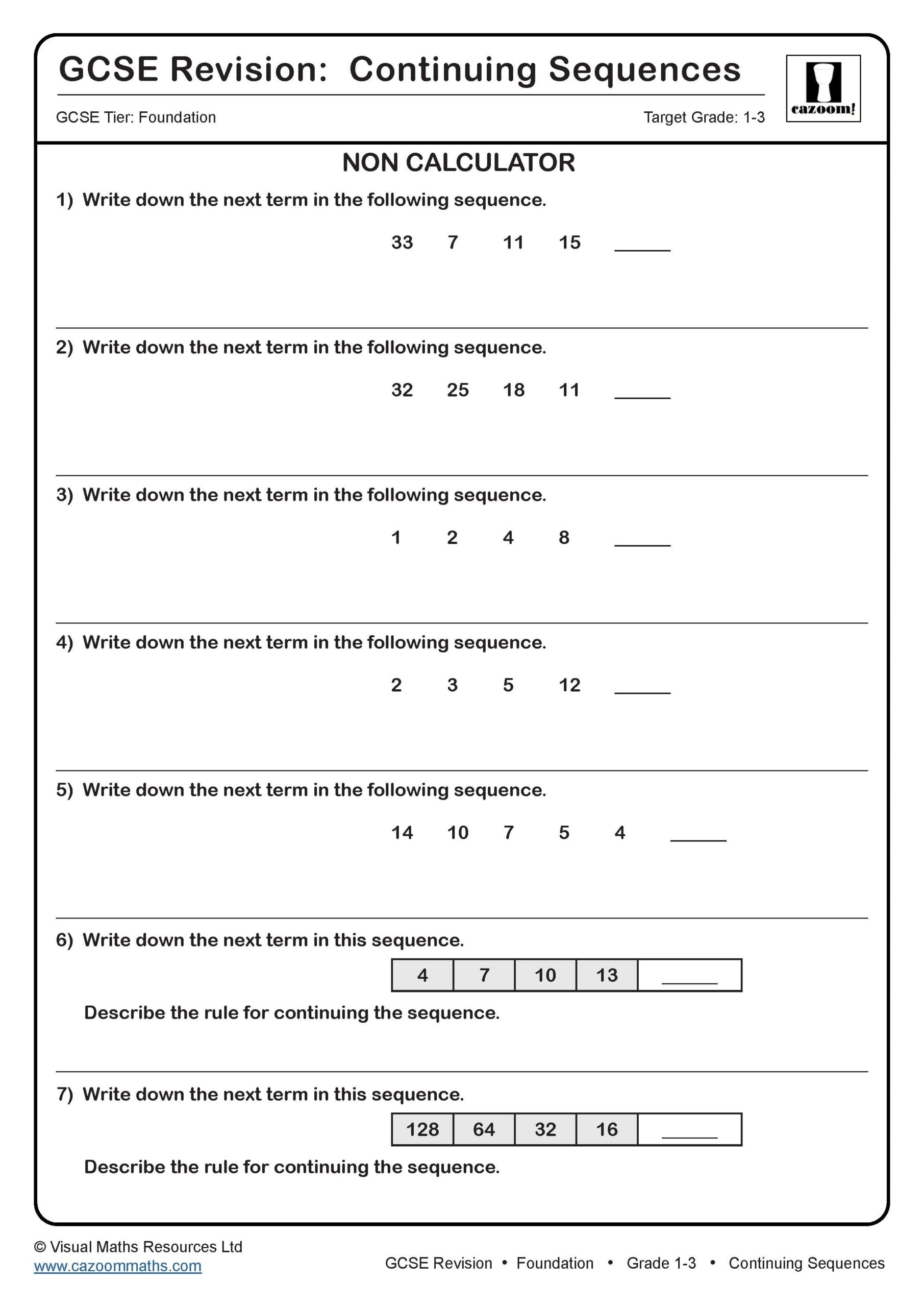 GCSE Maths Revision Worksheets Excellent Resources For GCSE Revision Cazoom Maths