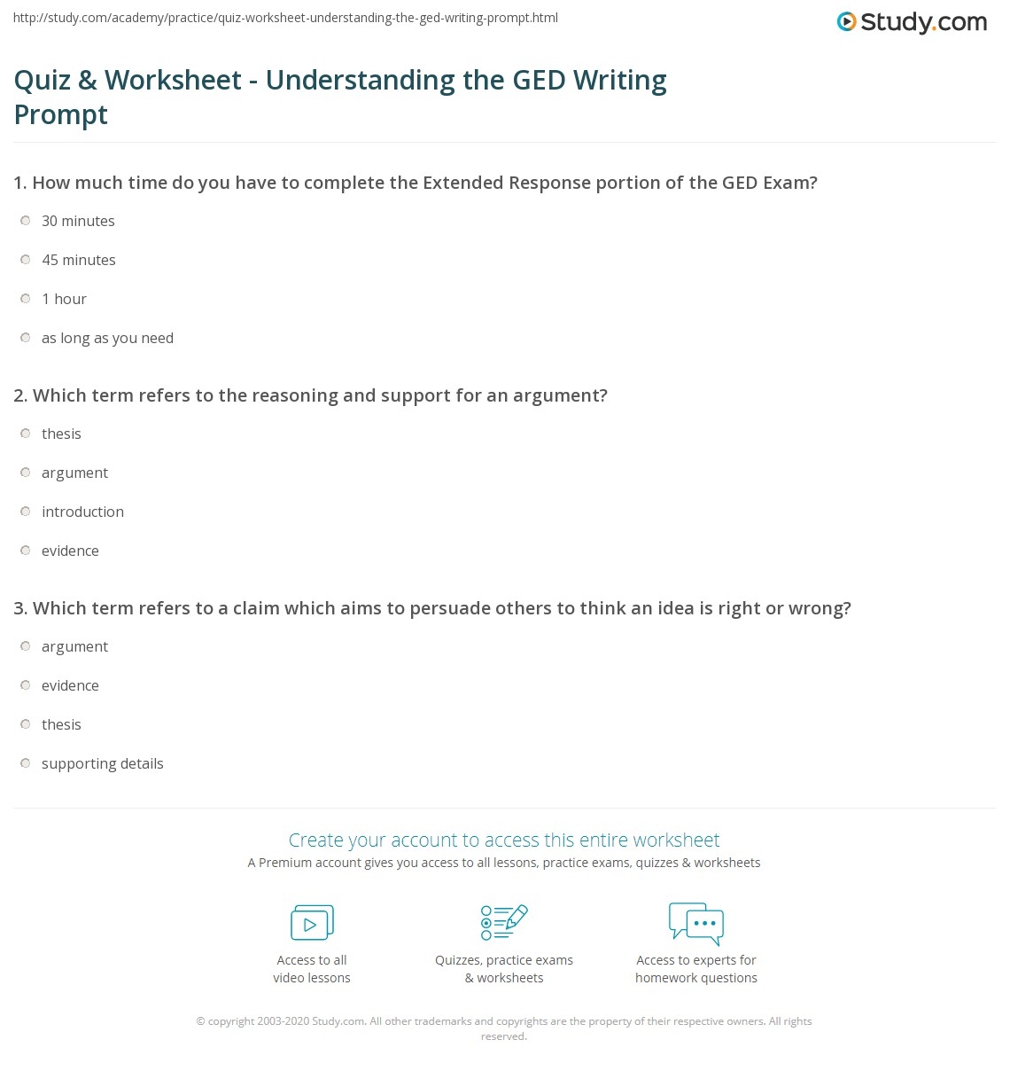 Free Printable Ged Language Arts Worksheets