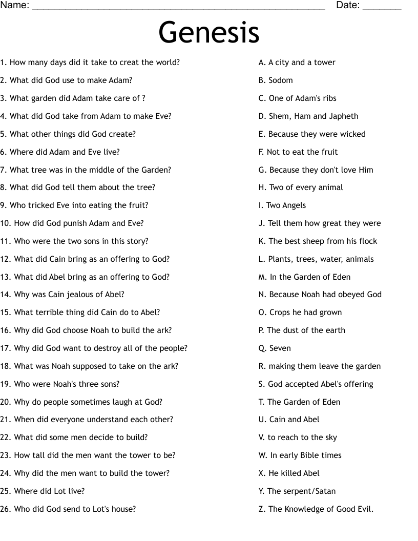 Genesis Worksheet WordMint Genesis Worksheet WordMint