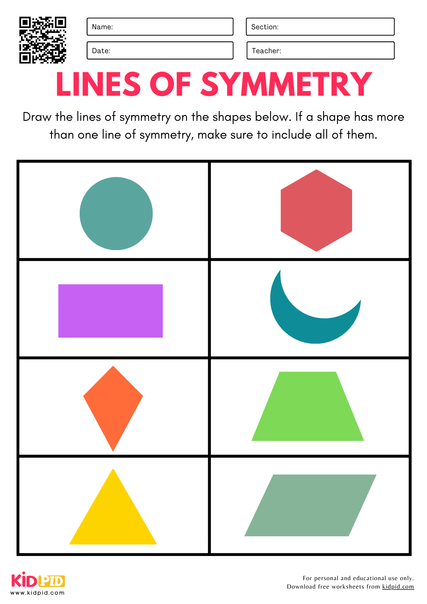 Free Printable First Grade Geometry Worksheets