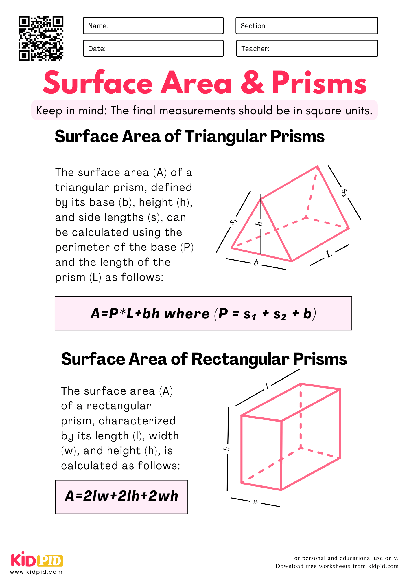 Free Printable 6th Grade Area Worksheets