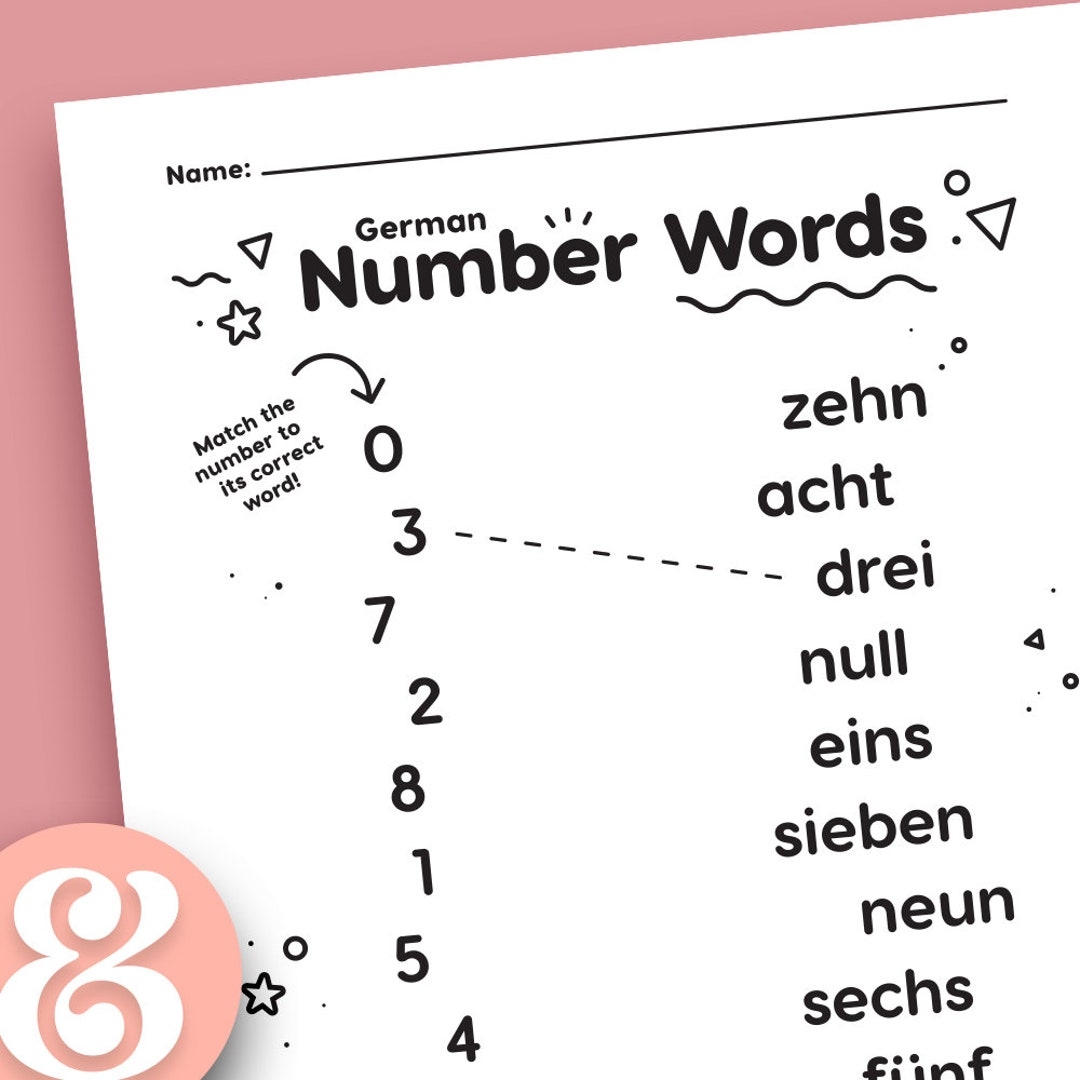 German Number Words Matching Printable Worksheet Grades Prek And Up Etsy German Number Words Matching Printable Worksheet Grades Prek And Up Etsy