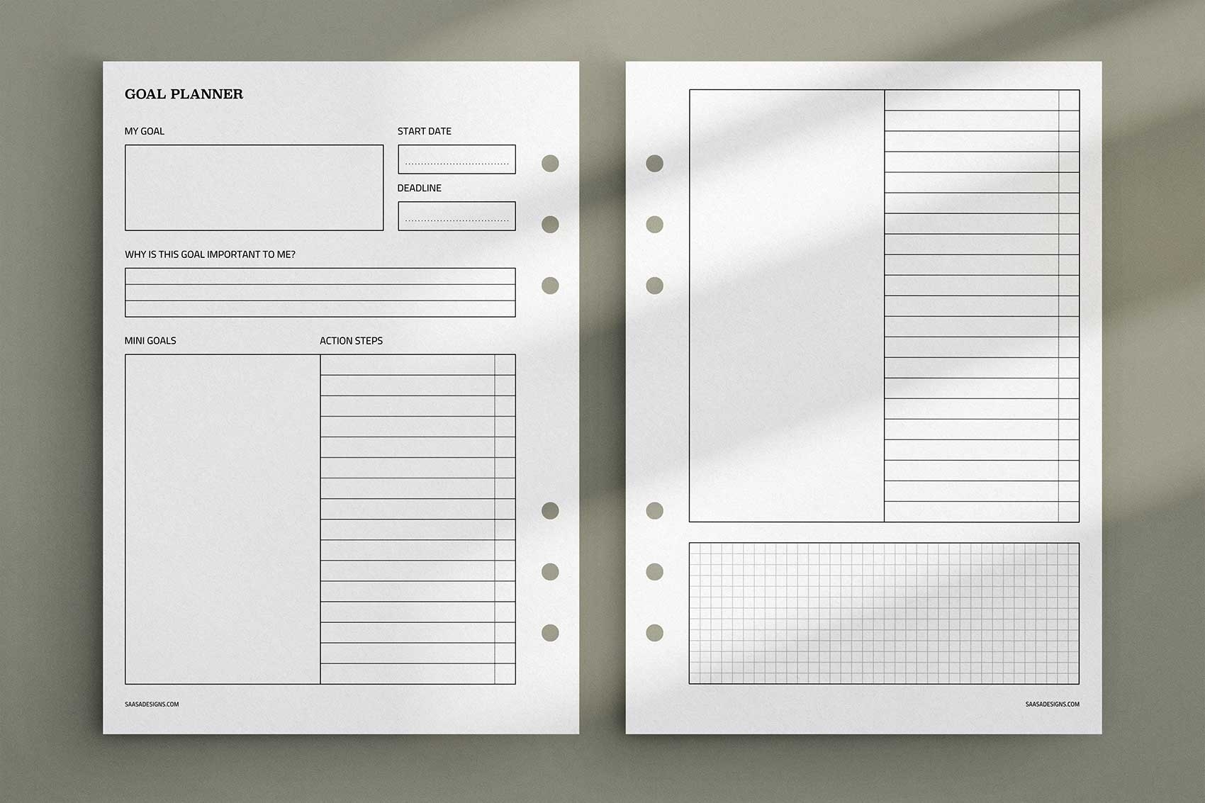 Free A5 Printable Goal Worksheet