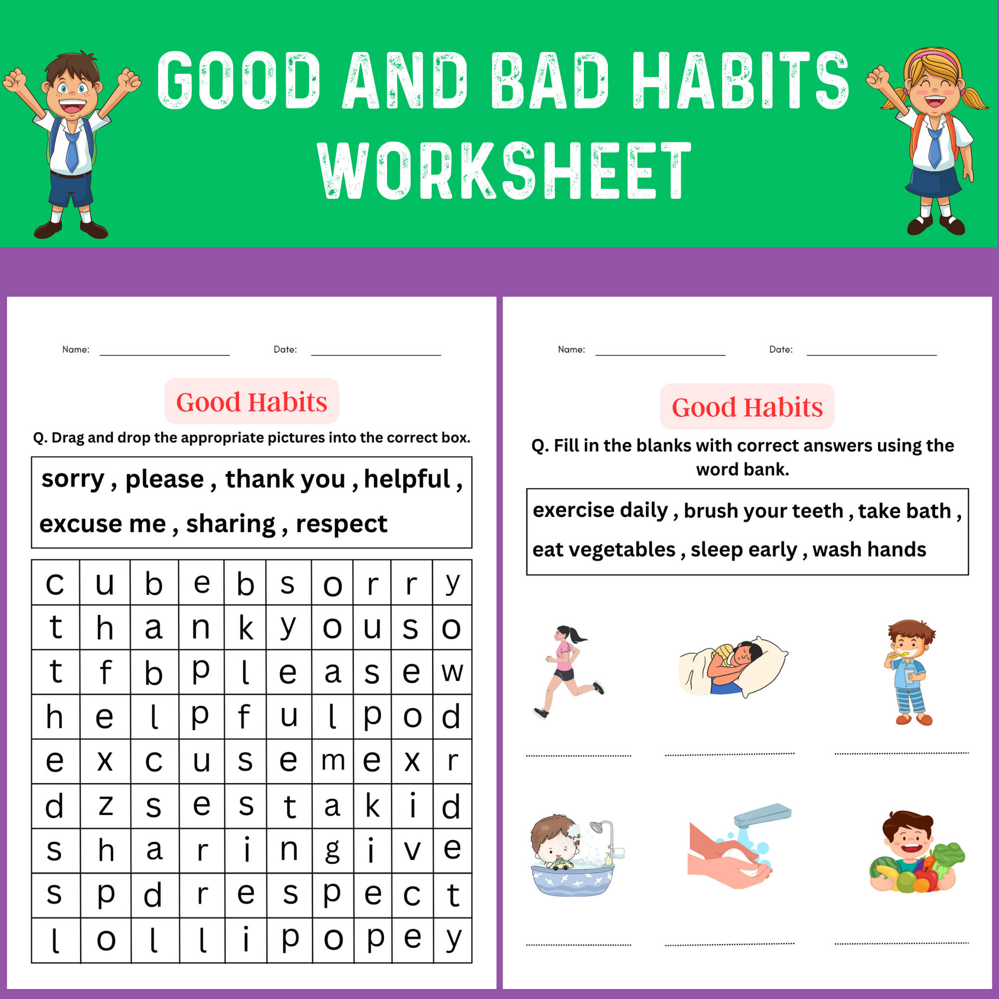 Free Printable Healthy Habits Worksheets