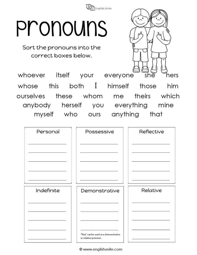Grade 1 Grammar Pronouns Printable Worksheets Lets Share Knowledge Worksheets Library
