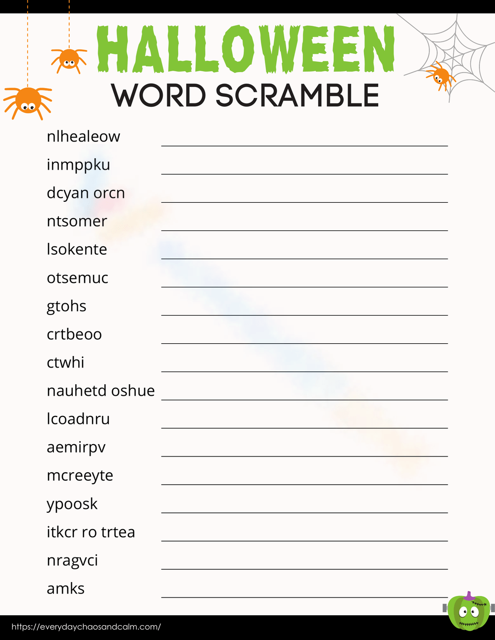 Grade 2 Halloween Word Scramble Worksheets 2025 Grade 2 Halloween Word Scramble Worksheets 2025